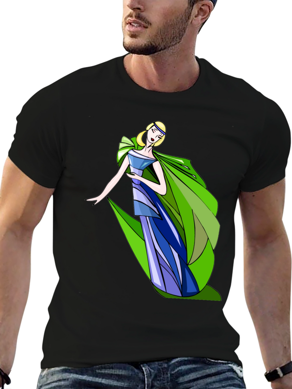 Elegant Lady Graphic Black T-Shirt