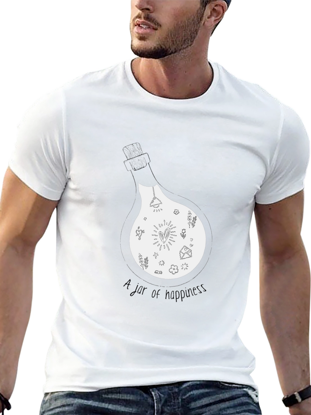 Jar of Happiness Graphic Tee - Black Cotton Blend