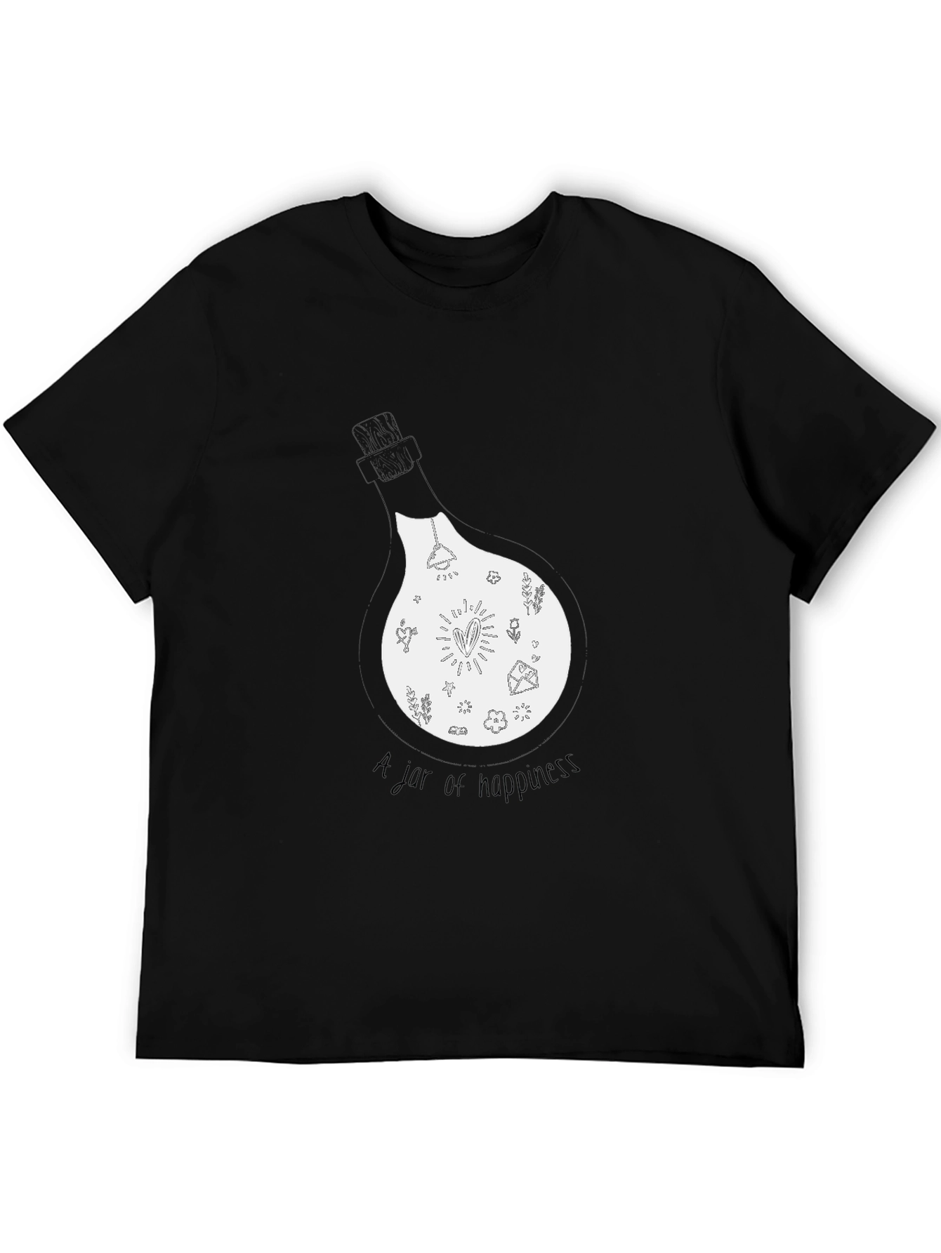 Jar of Happiness Graphic Tee - Black Cotton Blend