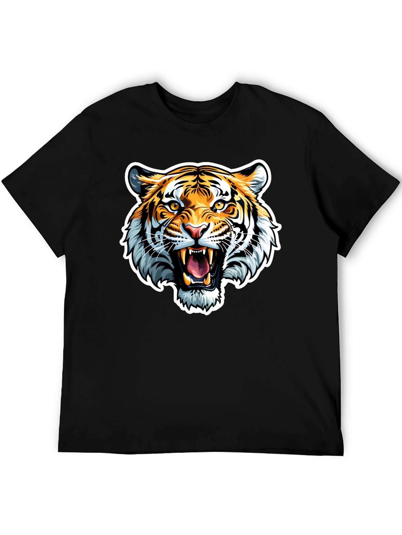 Roaring Tiger Graphic Tee - Black Cotton T-Shirt