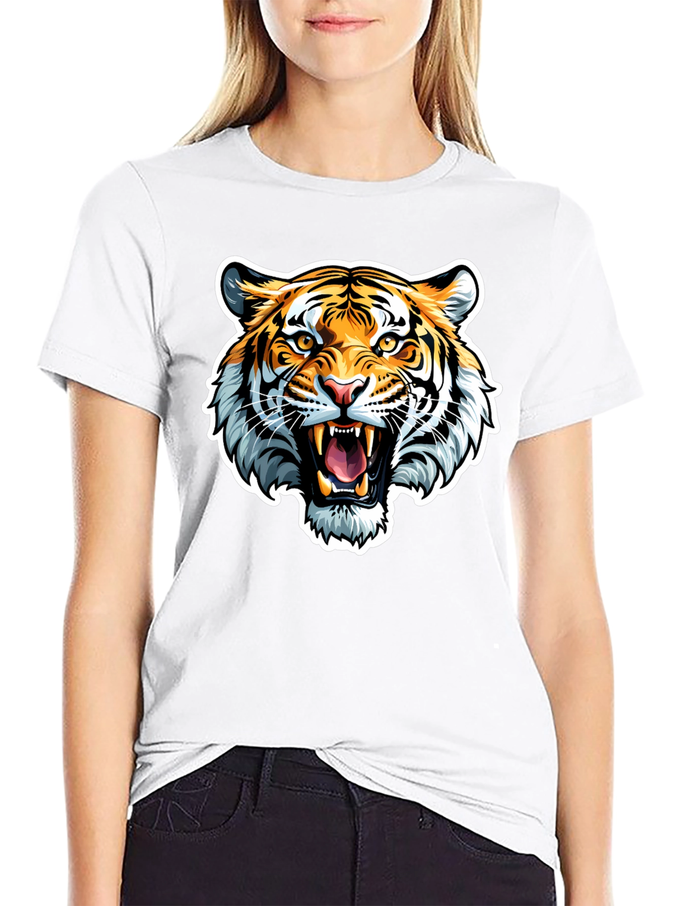 Roaring Tiger Graphic Tee - Black Cotton T-Shirt