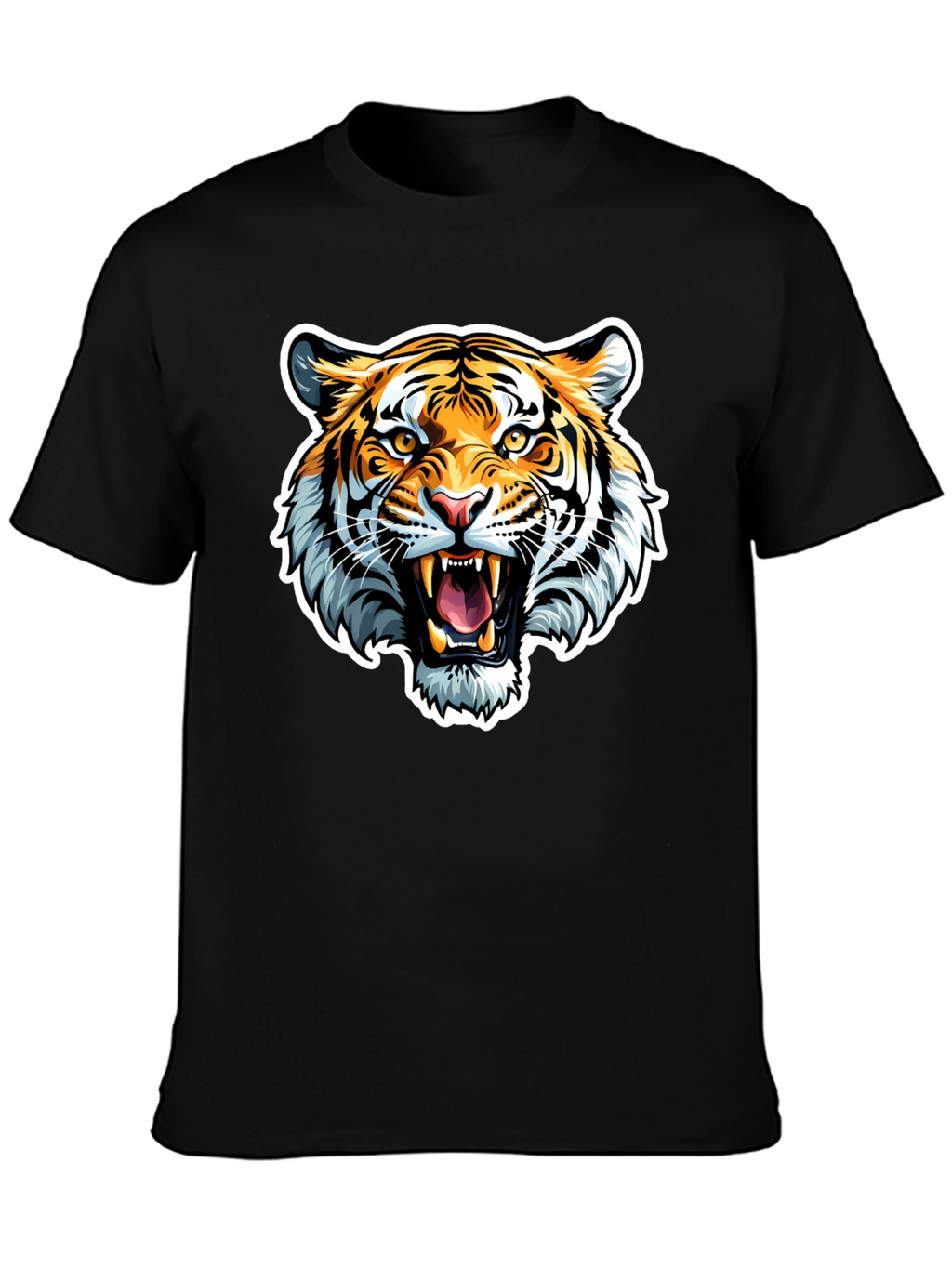 Roaring Tiger Graphic Tee - Black Cotton T-Shirt