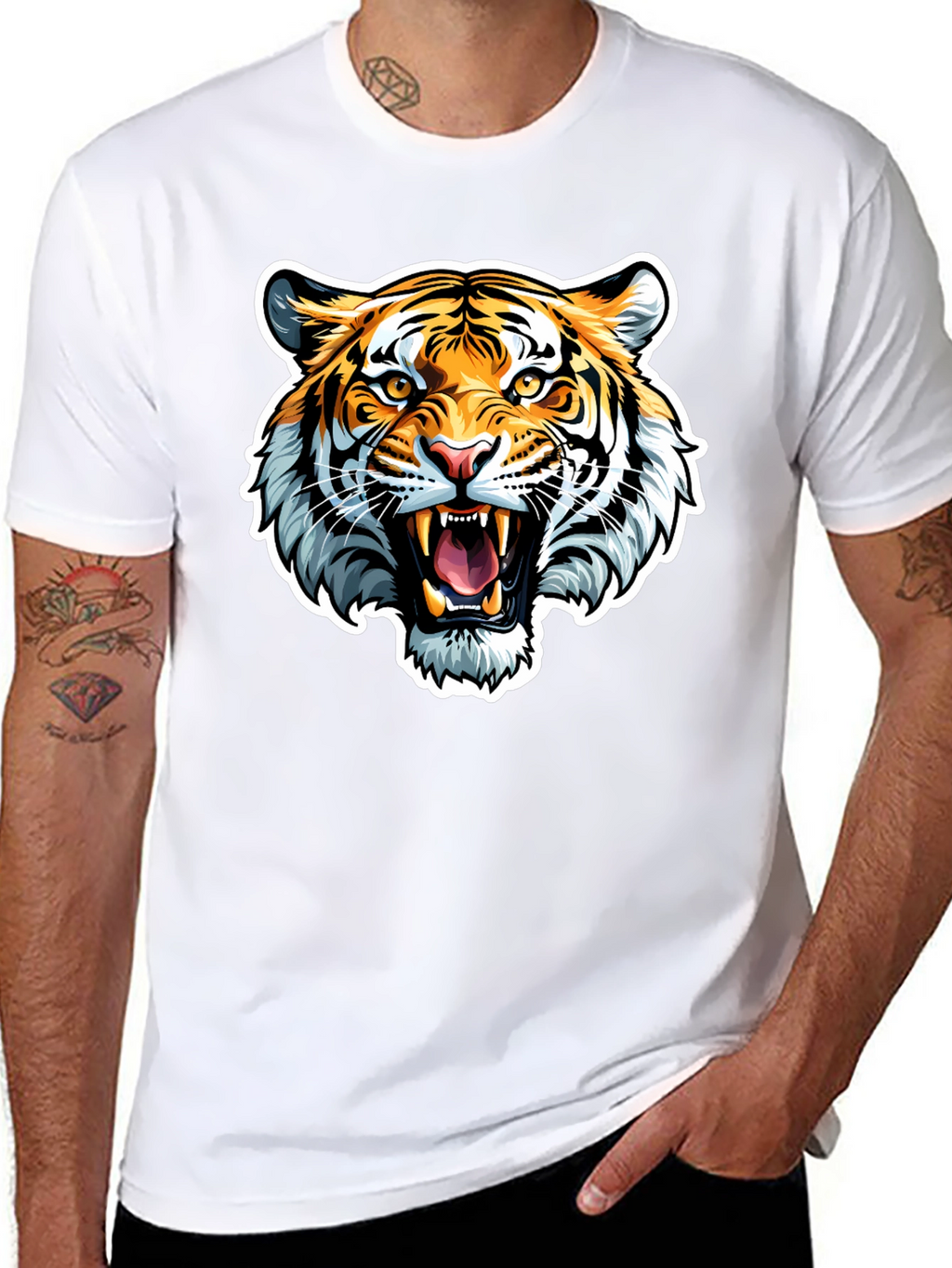 Roaring Tiger Graphic Tee - Black Cotton T-Shirt