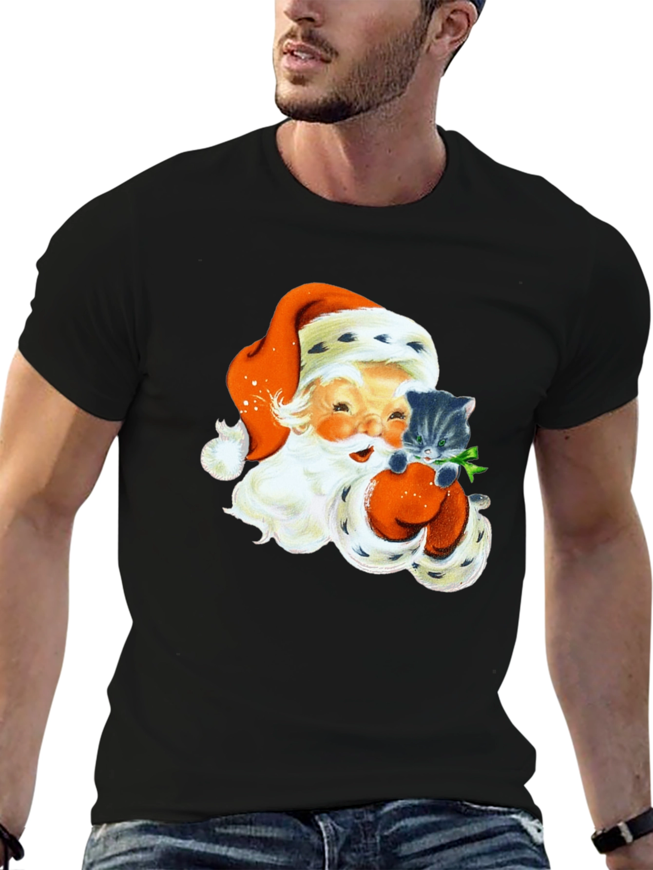 Santa Claus & Kitten Graphic Tee