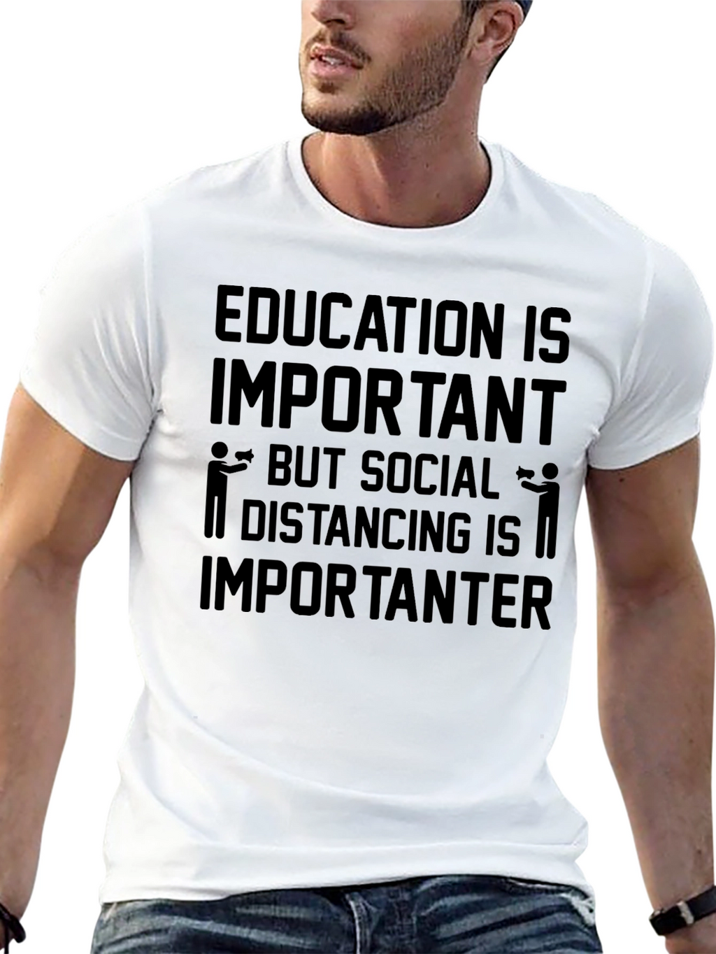 Education vs. Social Distancing Humor T-Shirt