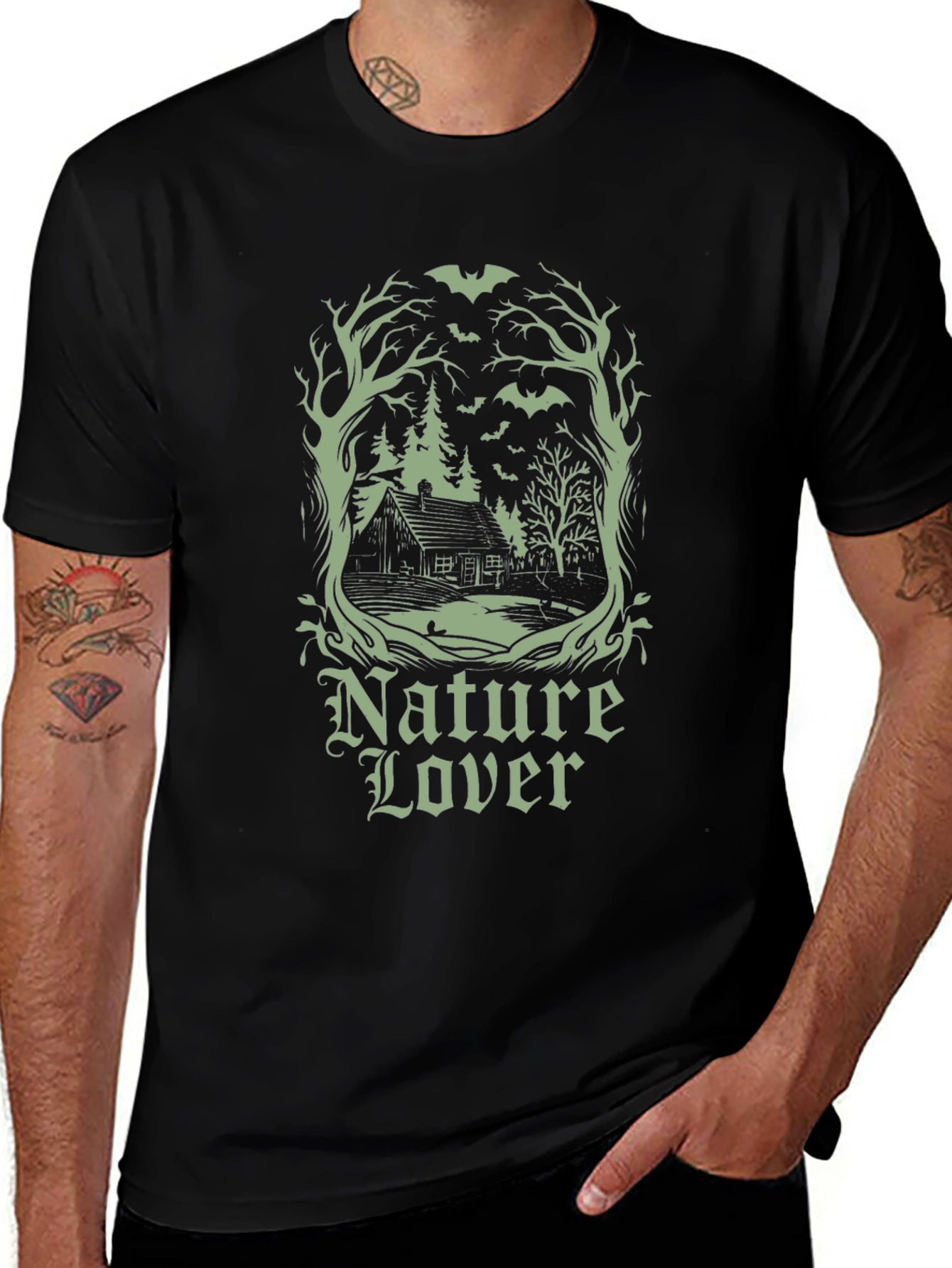 Nature Lover Graphic T-Shirt - Black