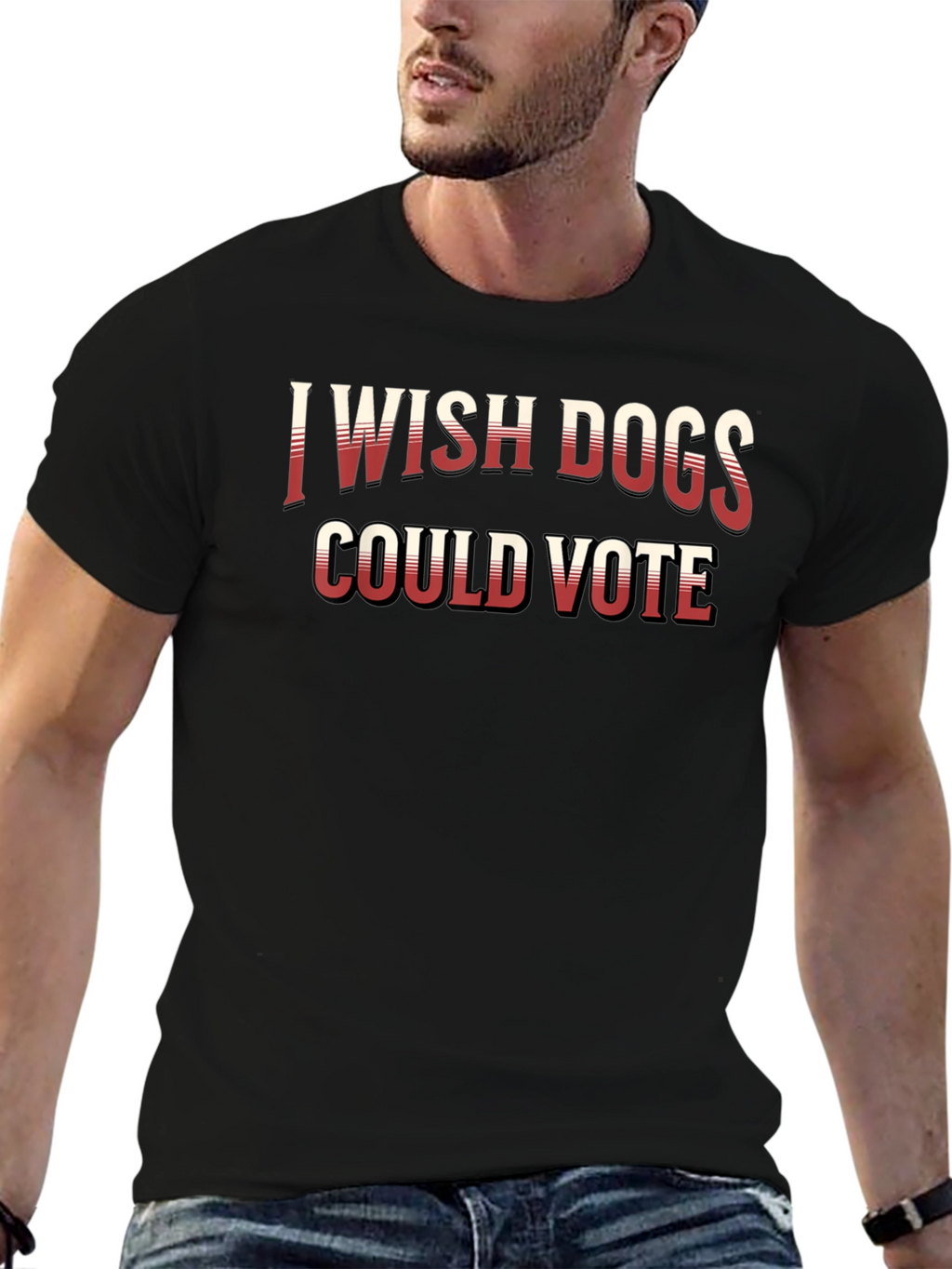 I Wish Dogs Could Vote Black Crew Neck T-Shirt