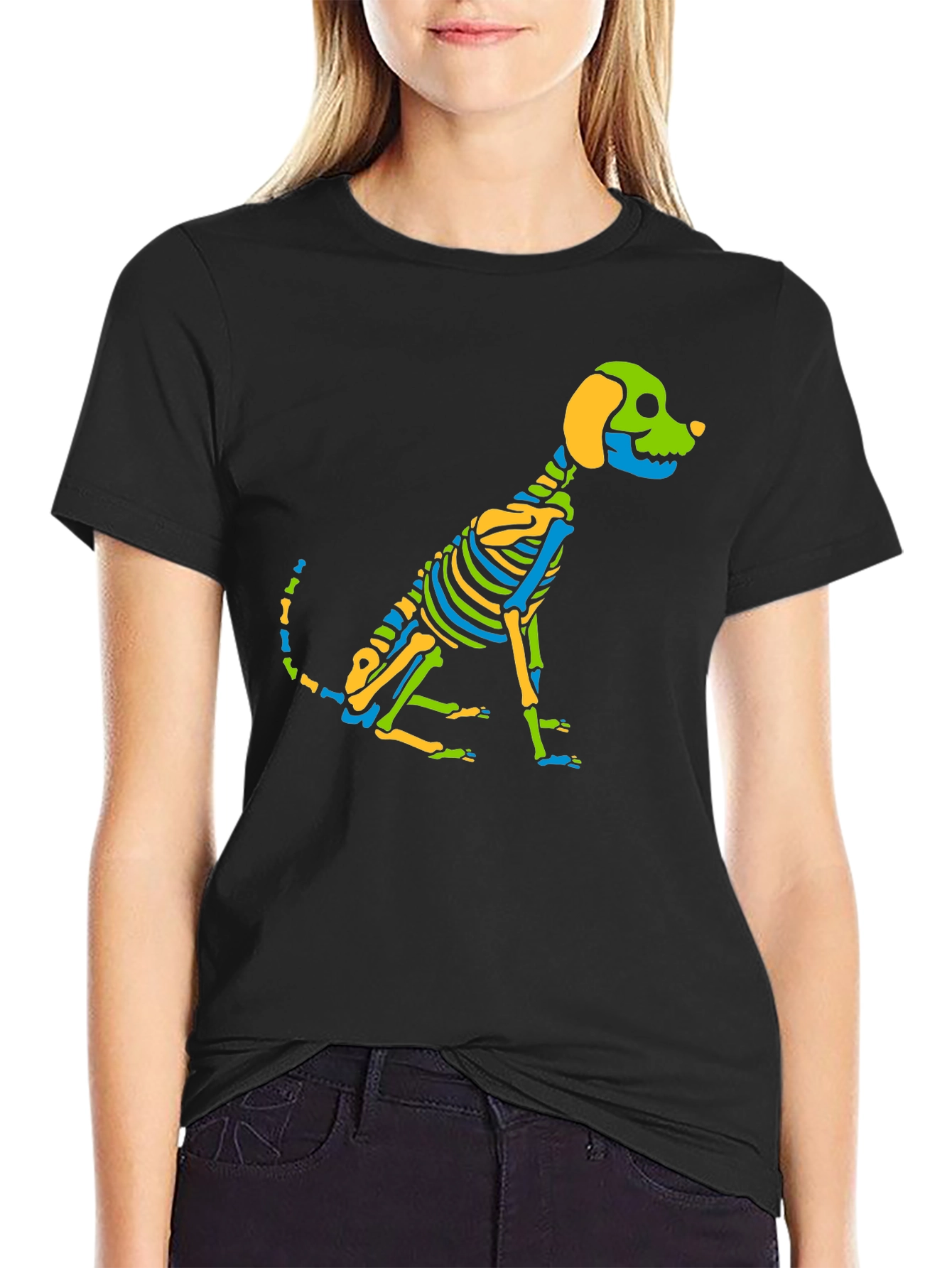 Skeleton Dog Graphic Tee - Black