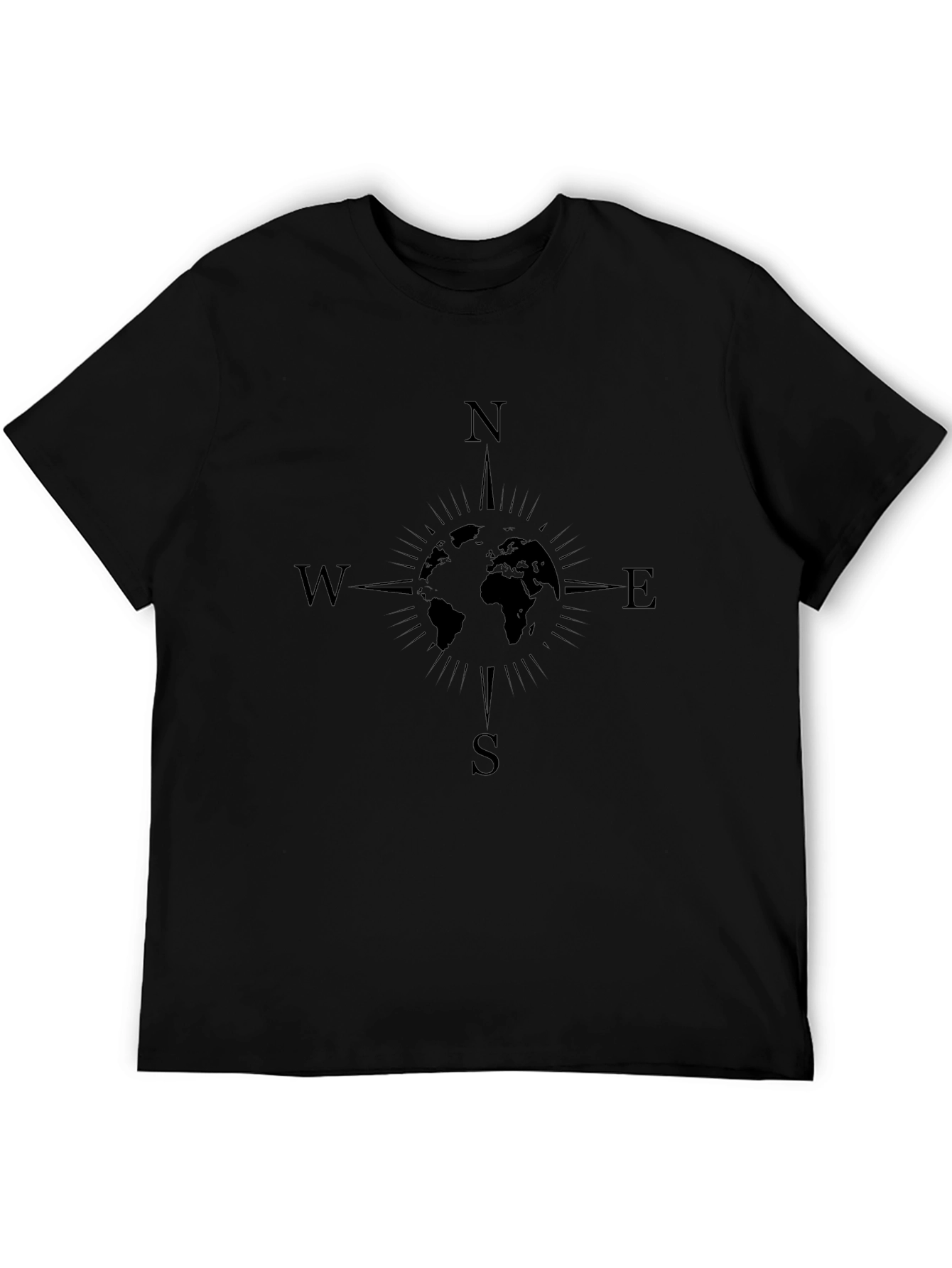 Compass World Map Graphic Tee - Black