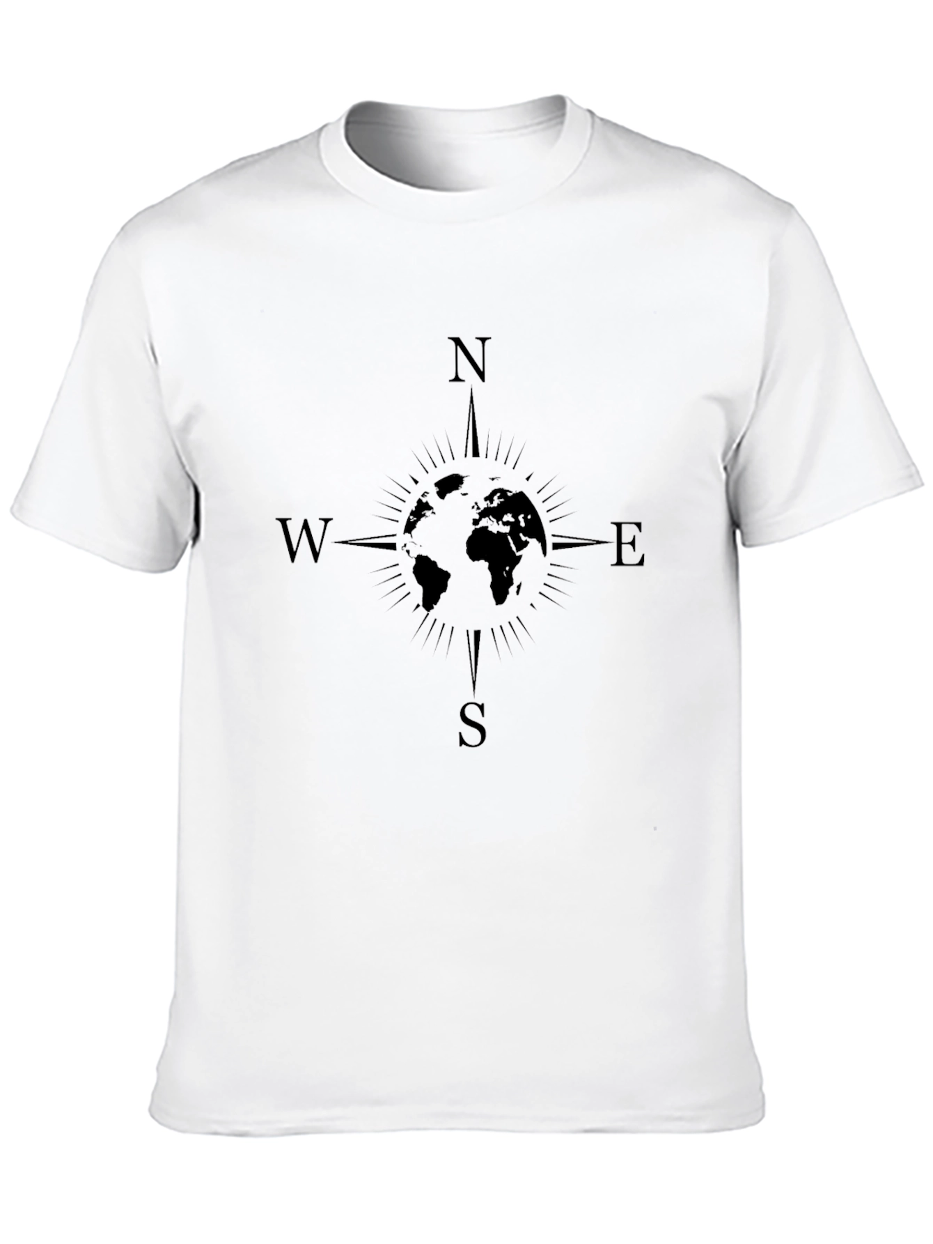 Compass World Map Graphic Tee - Black