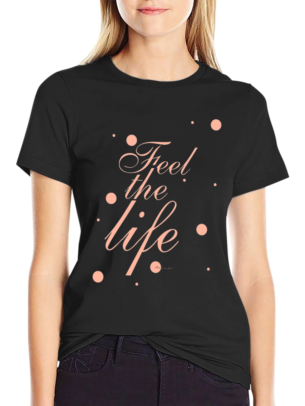 Feel the Life Graphic Tee - Black Casual T-Shirt
