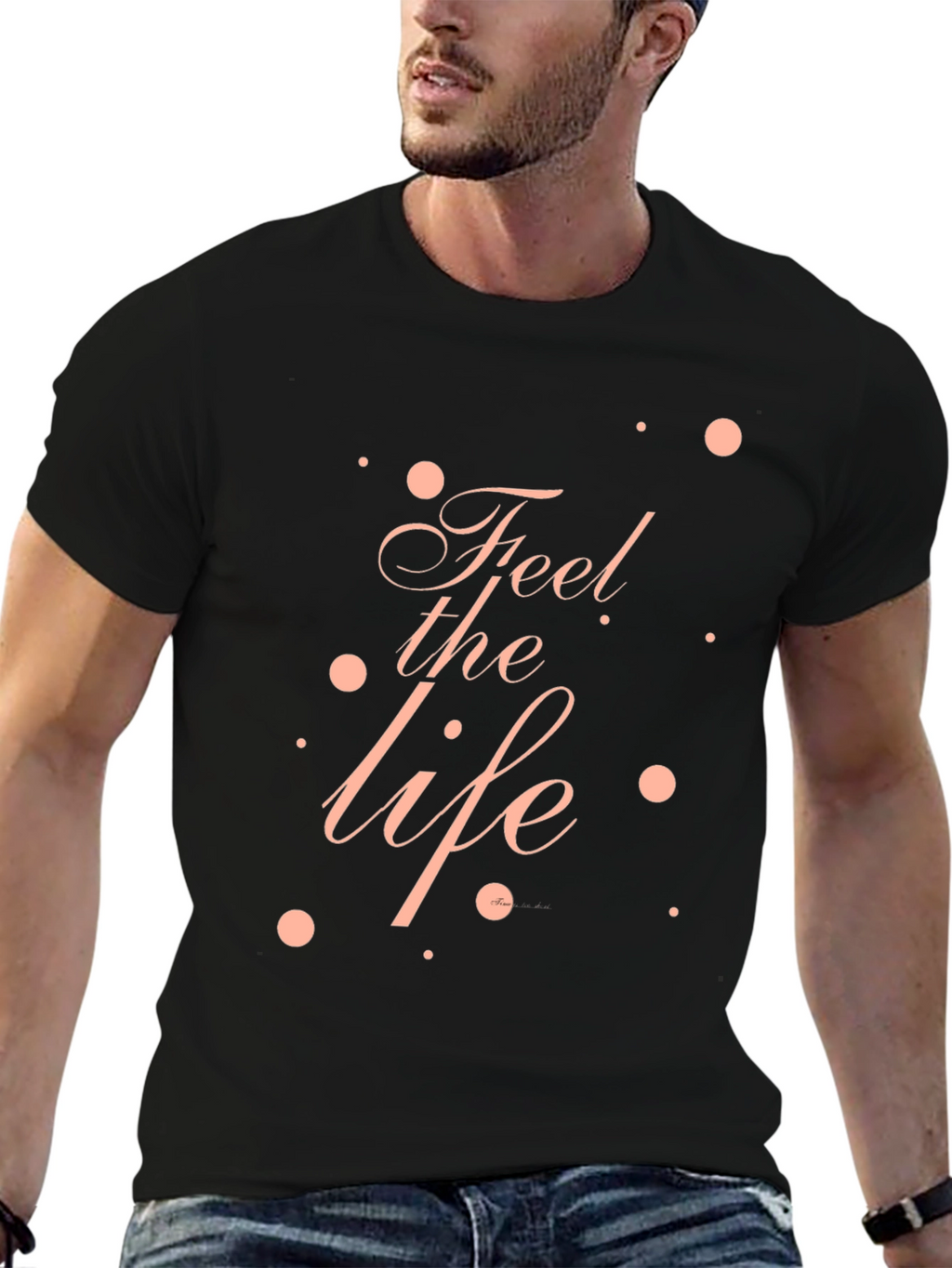 Feel the Life Graphic Tee - Black Casual T-Shirt