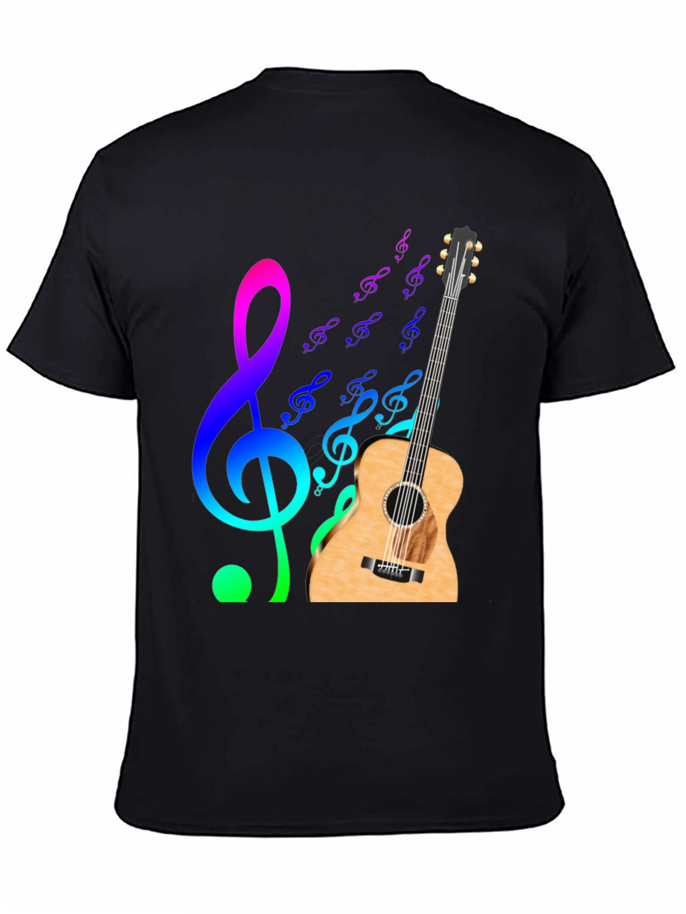 Musical Notes Guitar Graphic T-Shirt