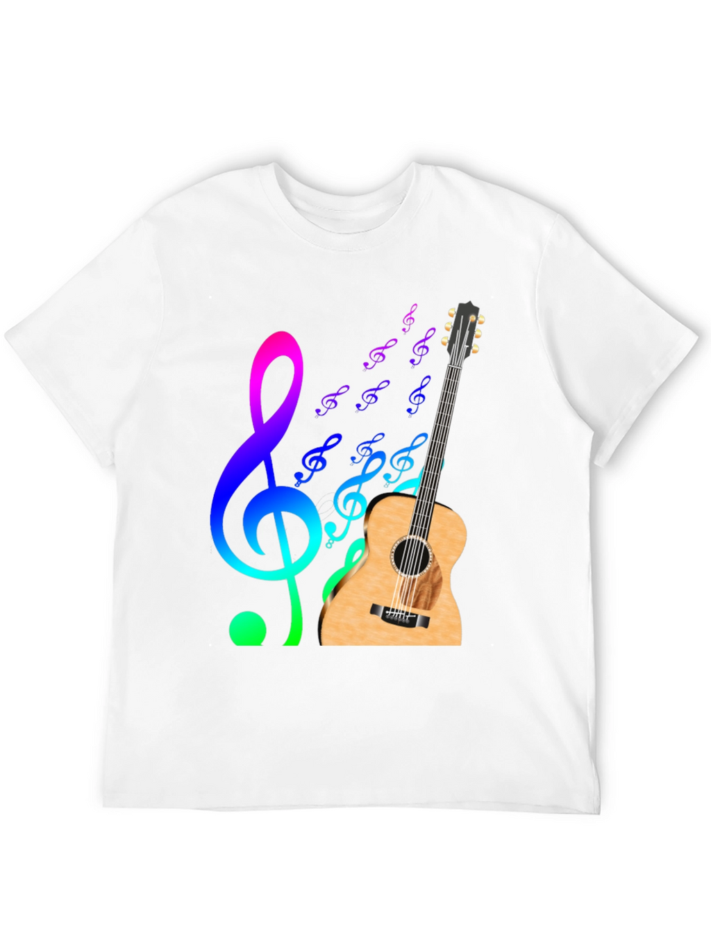 Musical Notes Guitar Graphic T-Shirt