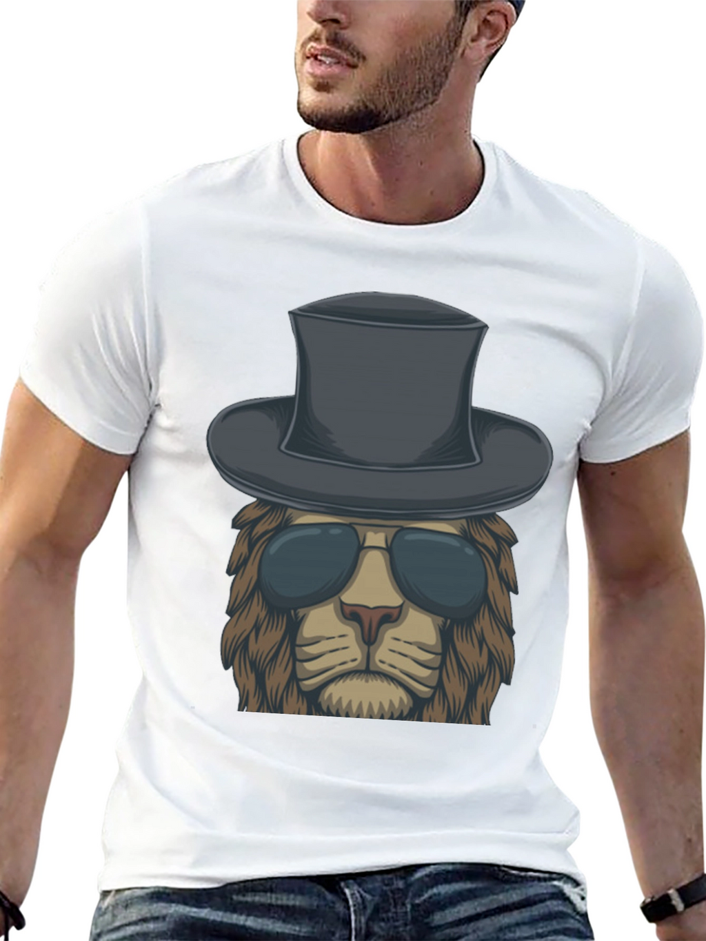 Lion in Hat Graphic Tee - Cool & Stylish