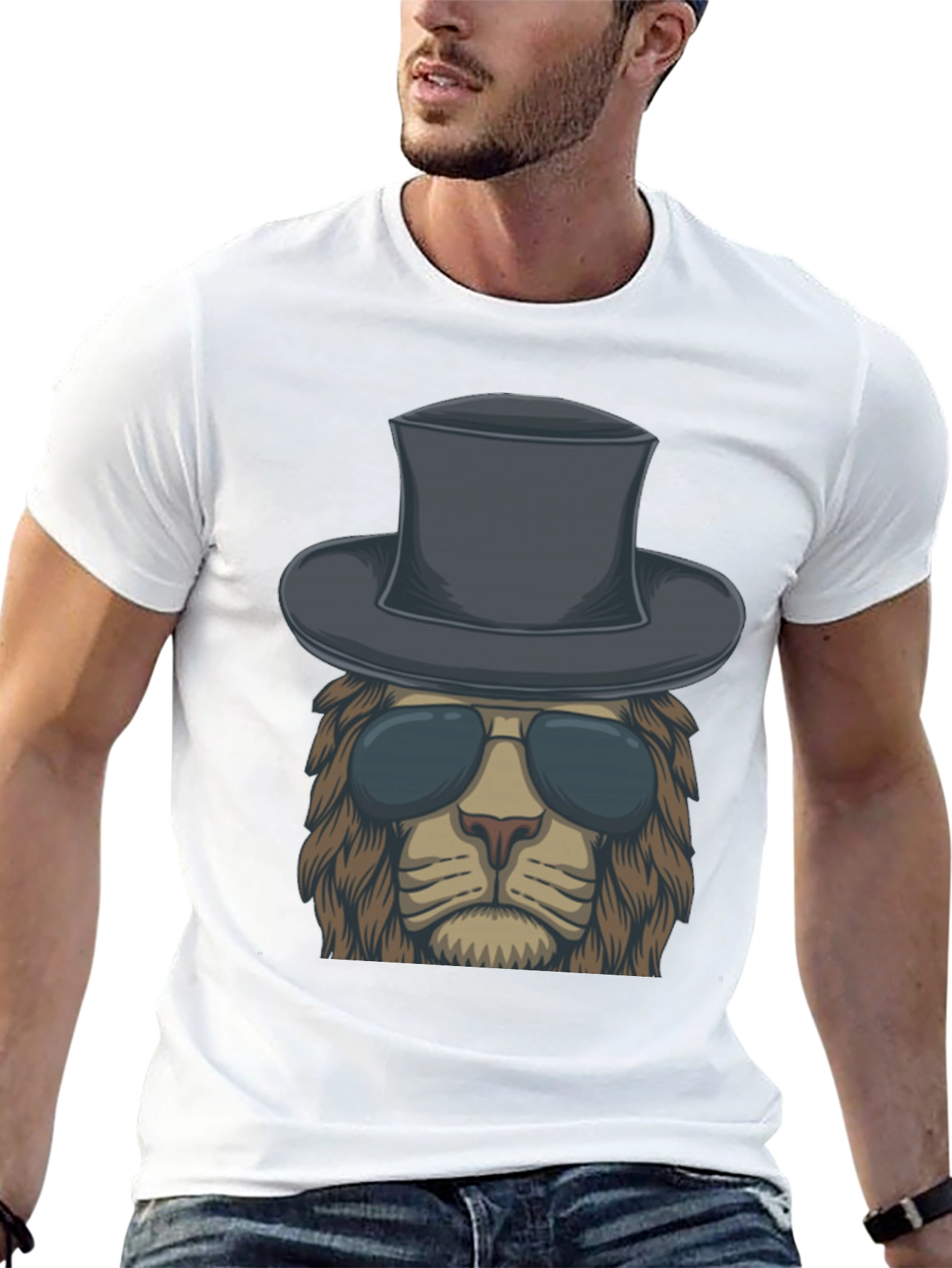 Lion in Hat Graphic Tee - Cool & Stylish