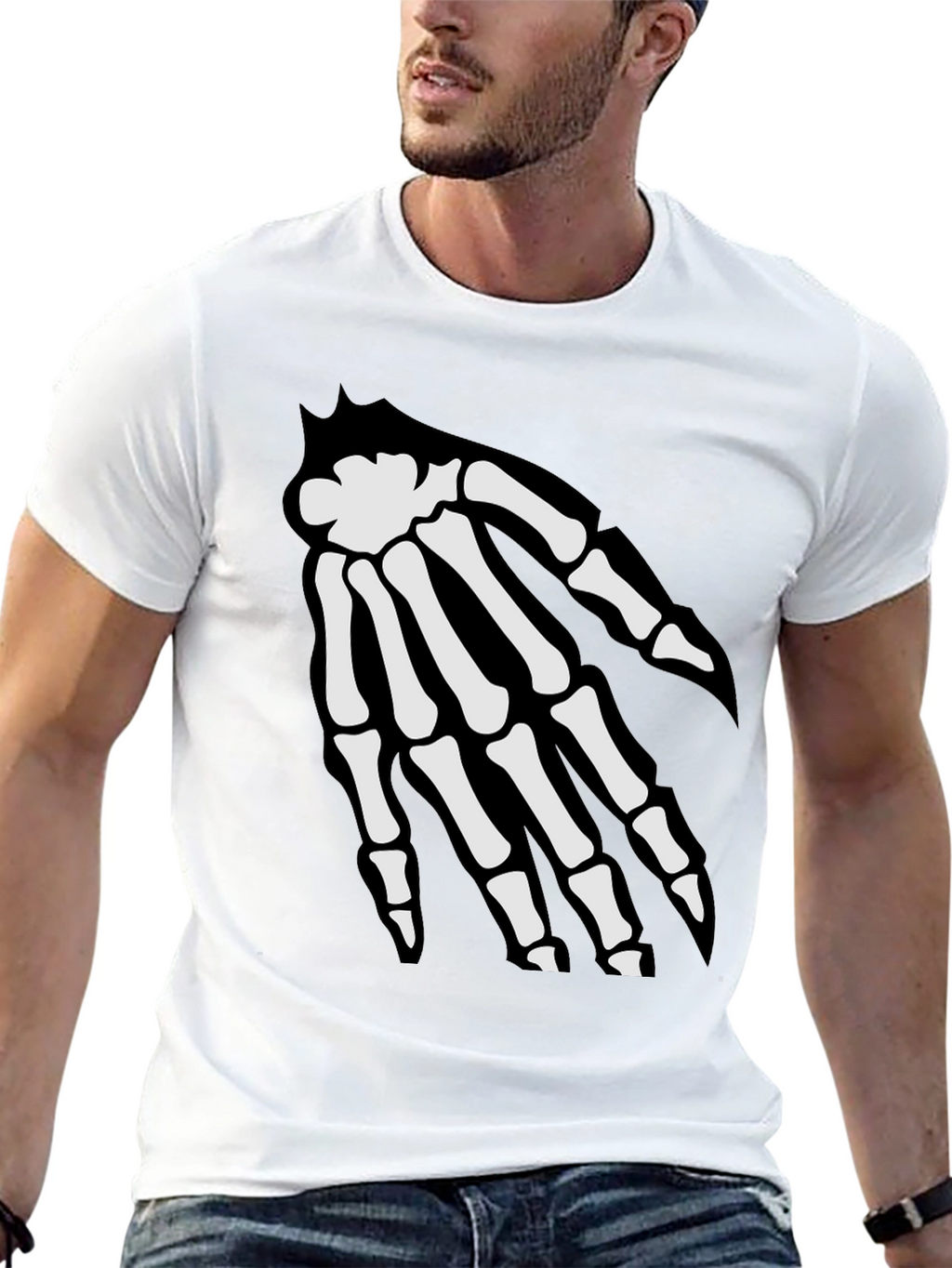 Skeleton Hand Graphic Tee - Spooky Black T-Shirt