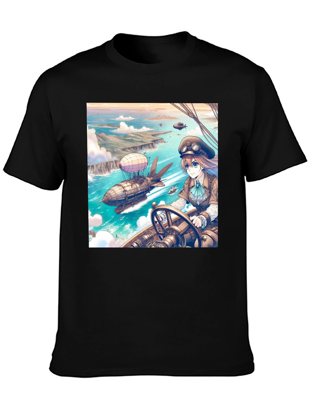 Anime Airship T-Shirt - Steampunk Style