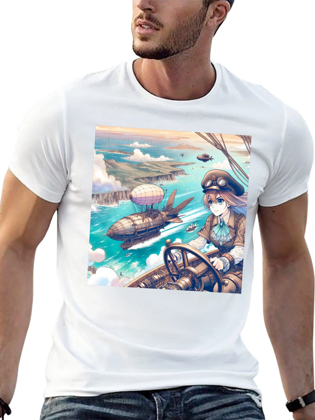 Anime Airship T-Shirt - Steampunk Style