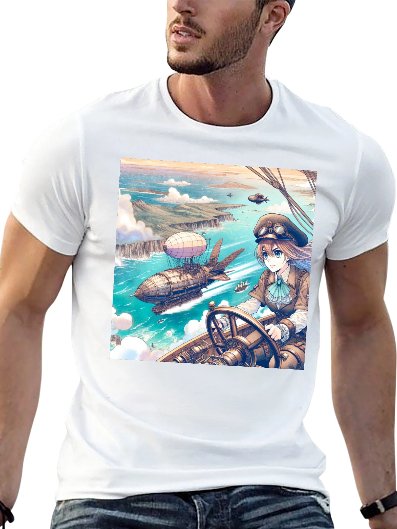 Anime Airship T-Shirt - Steampunk Style