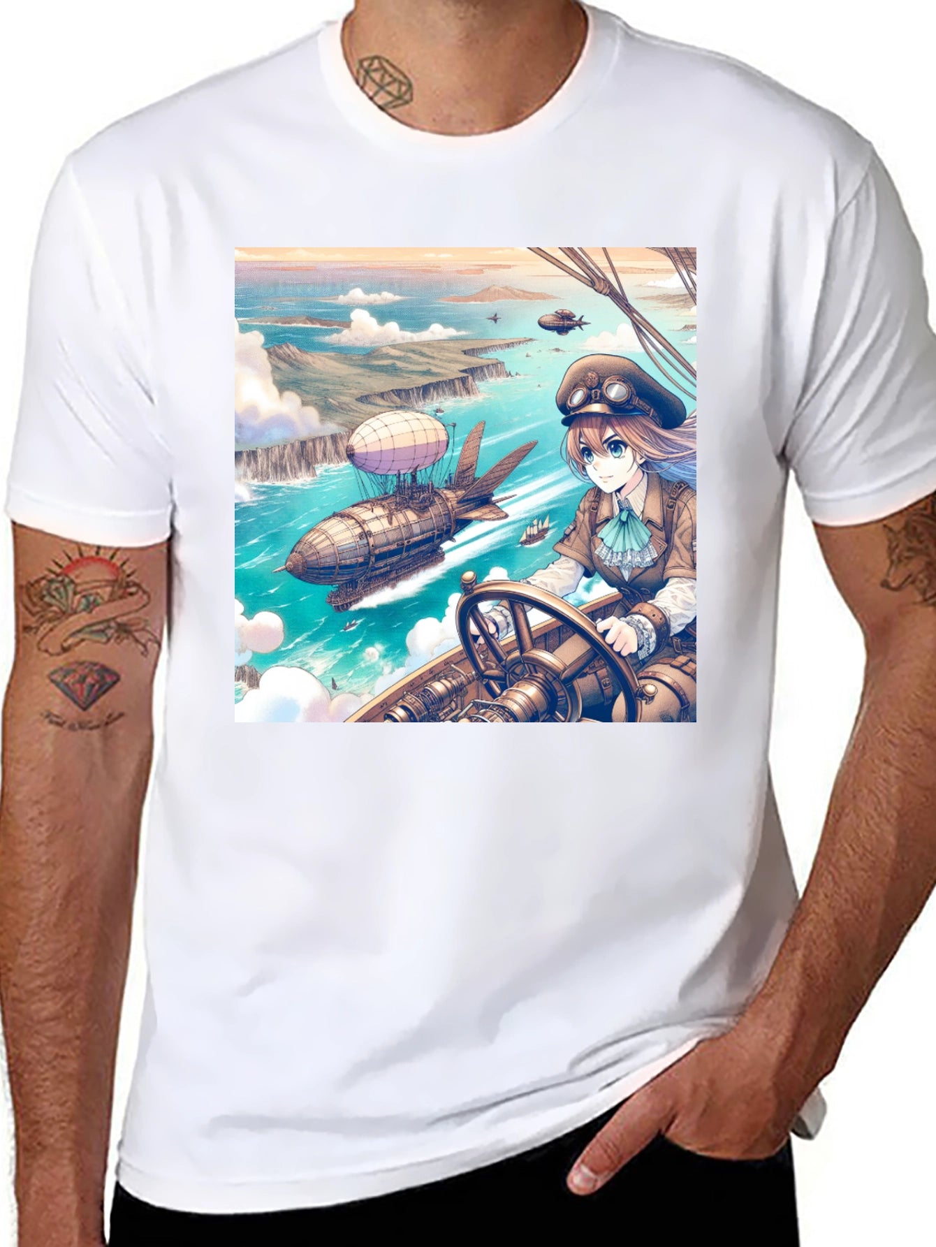 Anime Airship T-Shirt - Steampunk Style