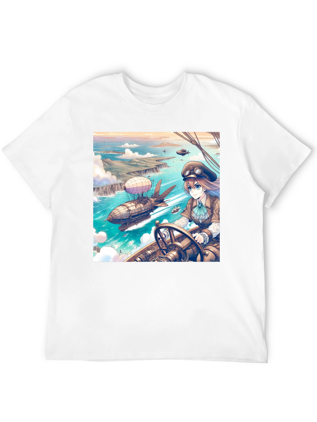 Anime Airship T-Shirt - Steampunk Style