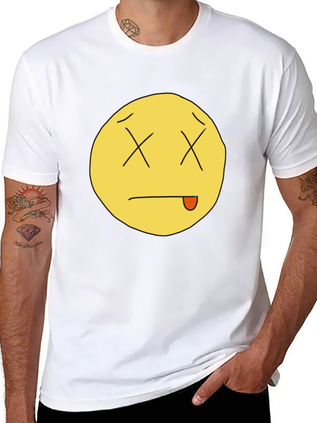 Funny Dead Emoji Black T-Shirt