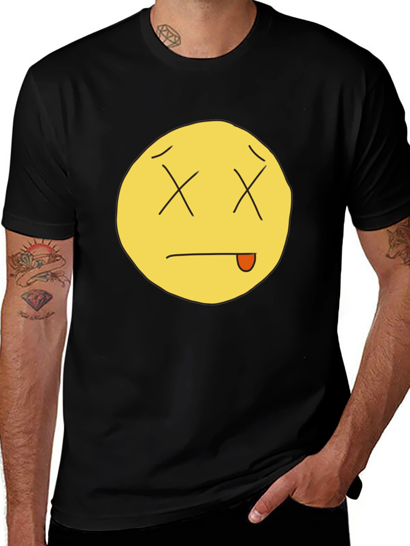 Funny Dead Emoji Black T-Shirt