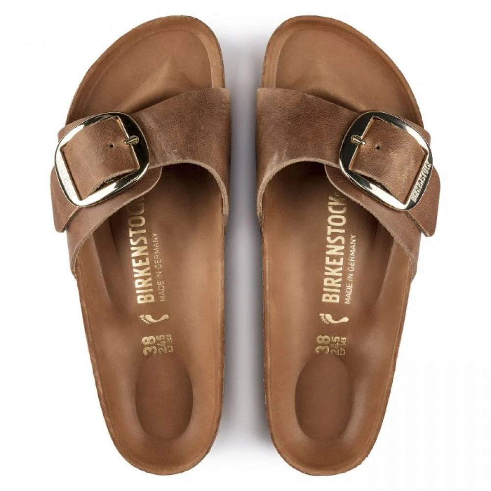Birkenstock Women's Madrid Big Buckle Oiled Leather in Cognac