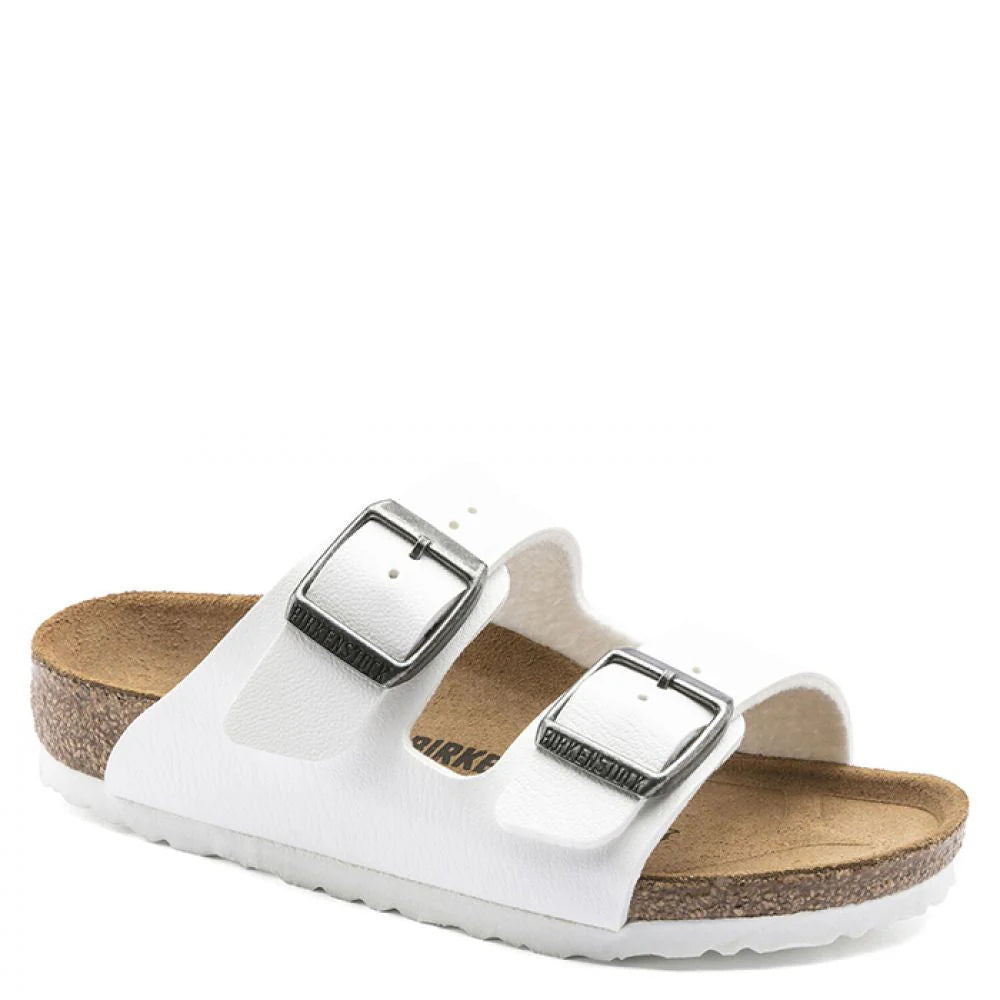 Birkenstock Kids Arizona Birko-Flor in White (Narrow Width)