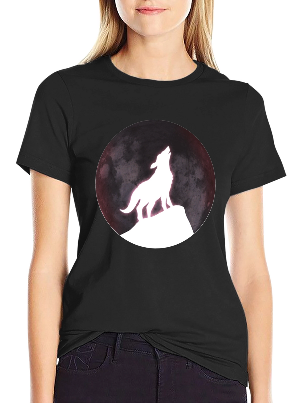 Wolf Moon Graphic T-Shirt - Black