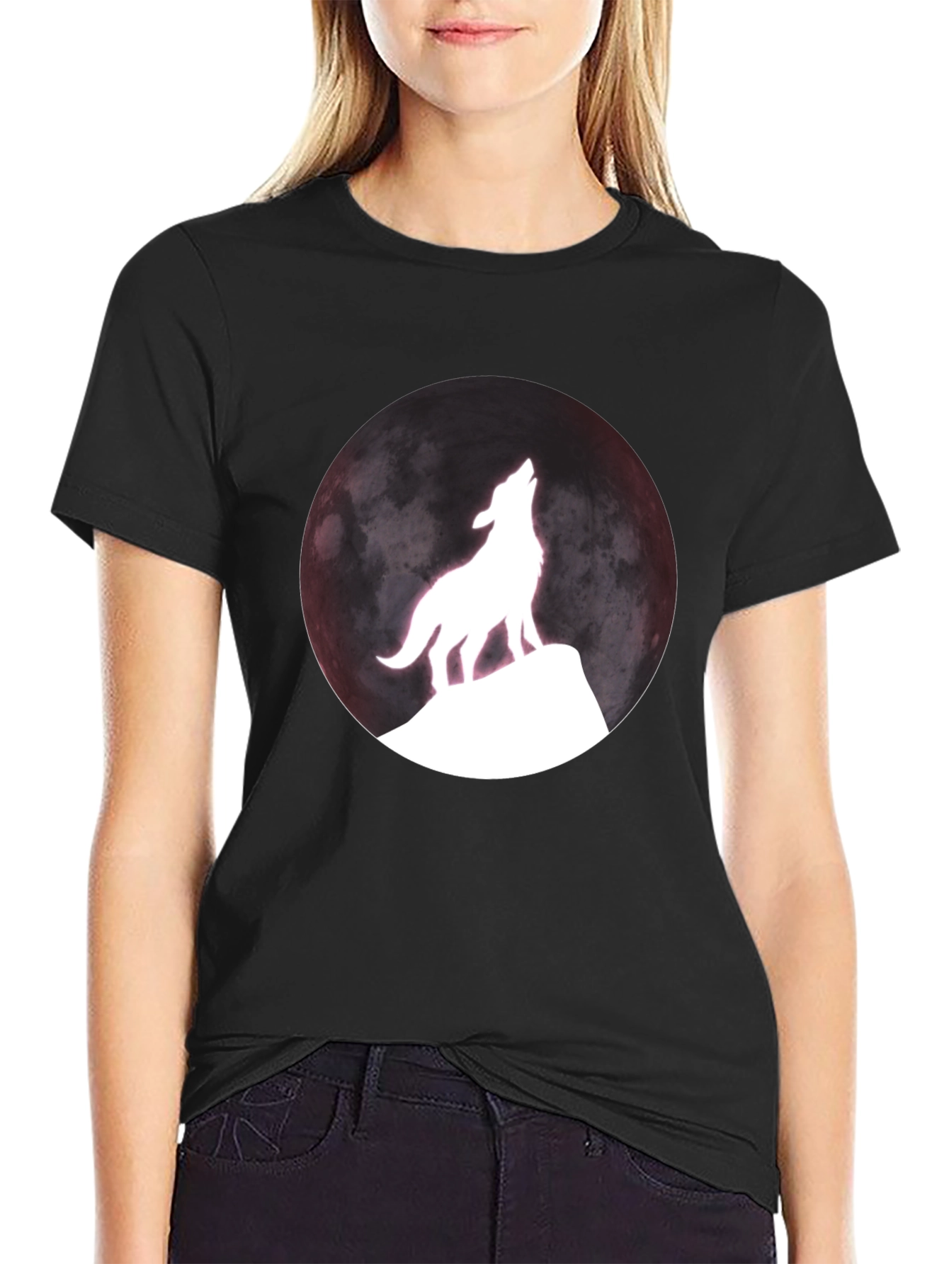 Wolf Moon Graphic T-Shirt - Black