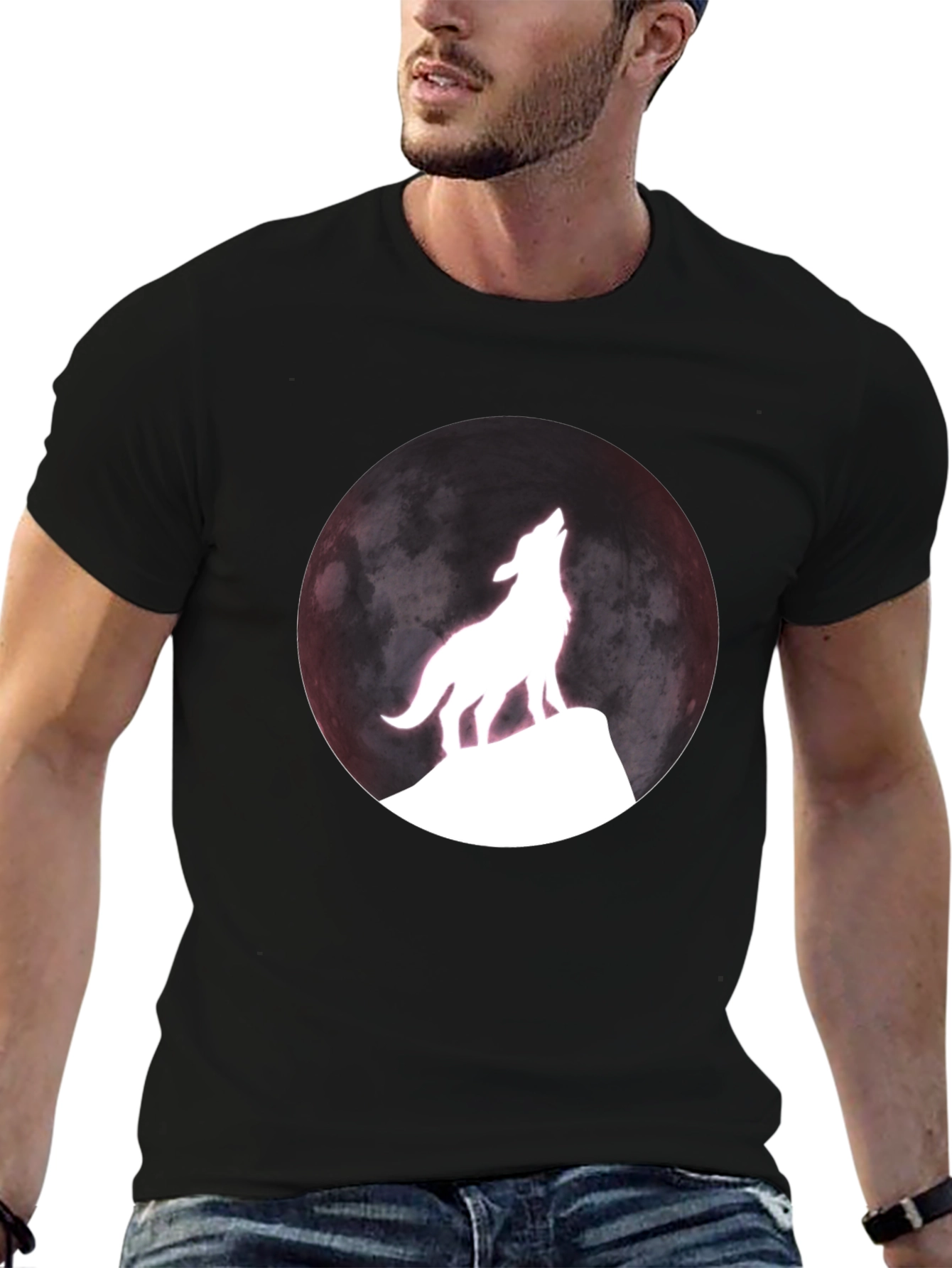 Wolf Moon Graphic T-Shirt - Black