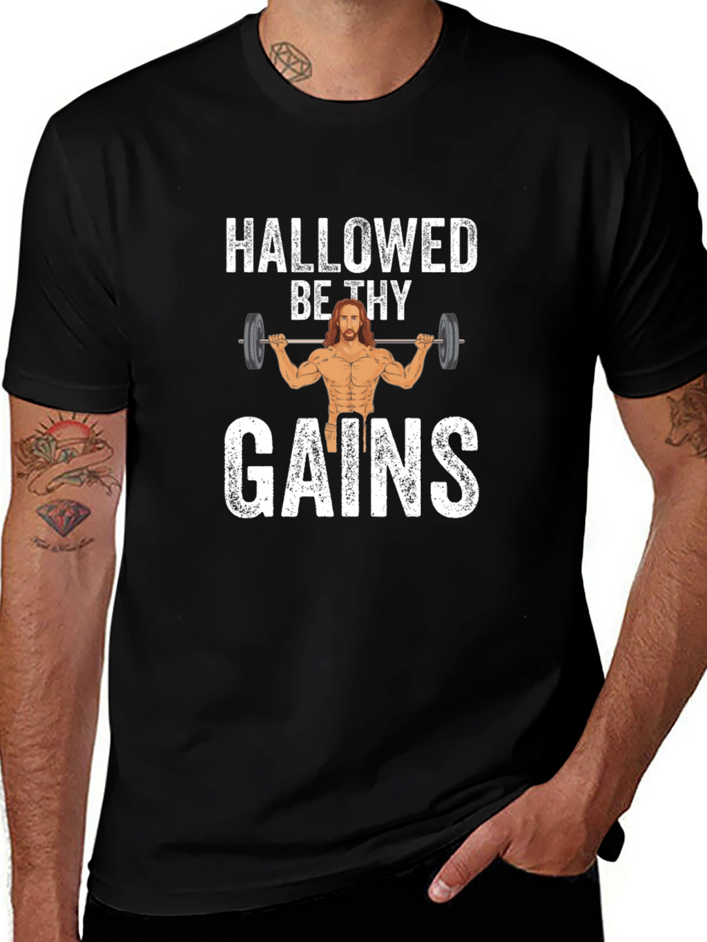 Hallowed Be Thy Gains Graphic T-Shirt - Black