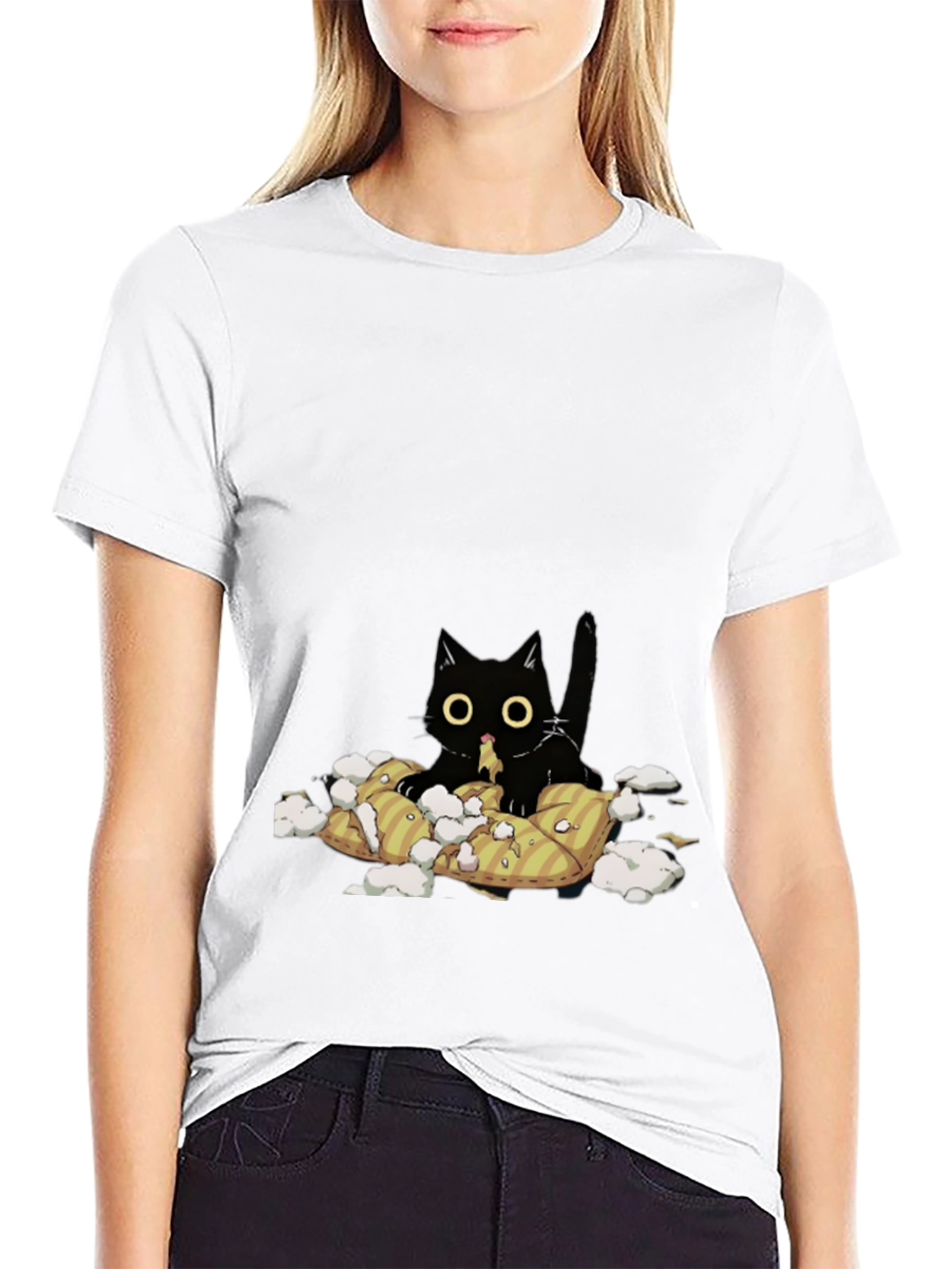 Black Cat Pillow Fight T-Shirt