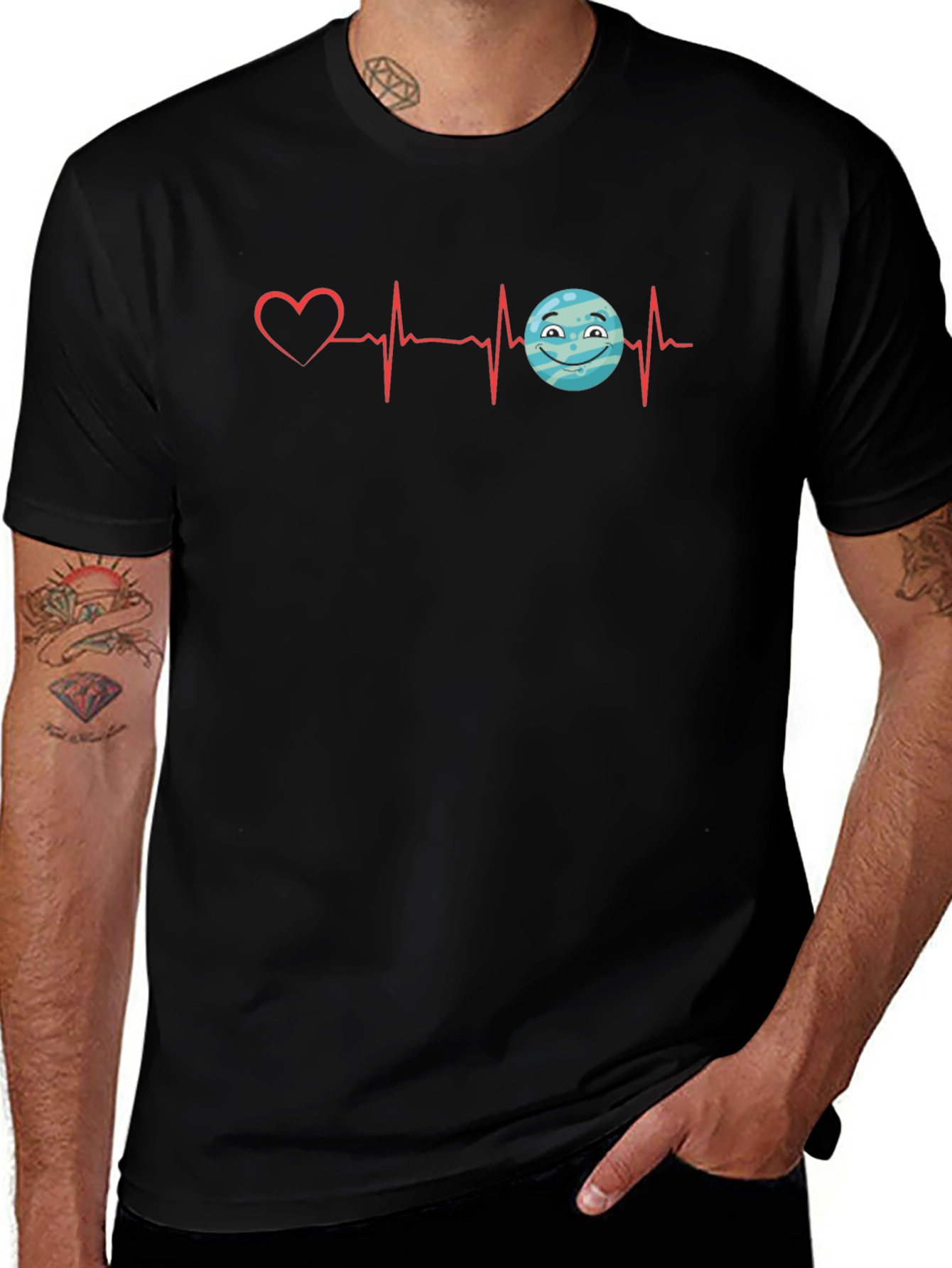 Heartbeat Love Planet Graphic T-Shirt