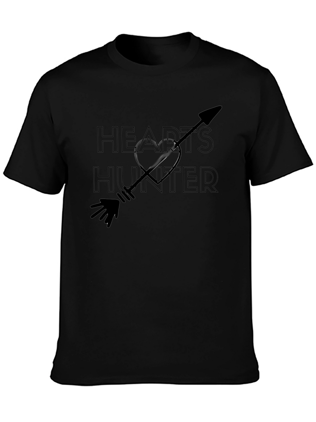 Hearts Hunter Graphic Tee - Black Cotton T-Shirt