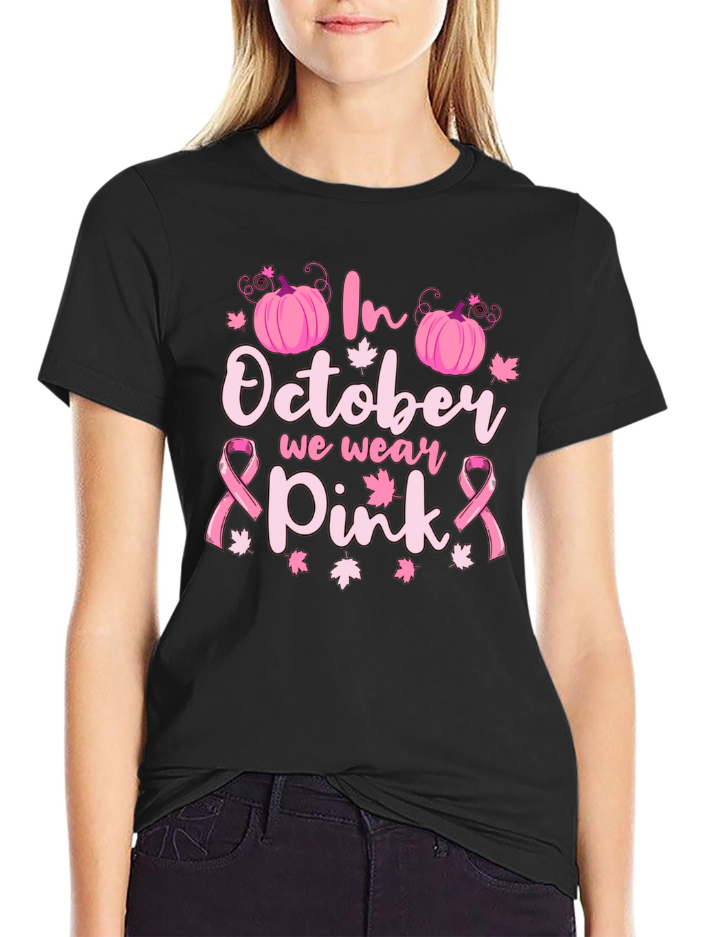 In October We Wear Pink Breast Cancer Awareness T-Shirt