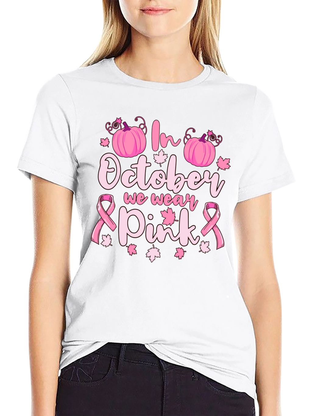 In October We Wear Pink Breast Cancer Awareness T-Shirt