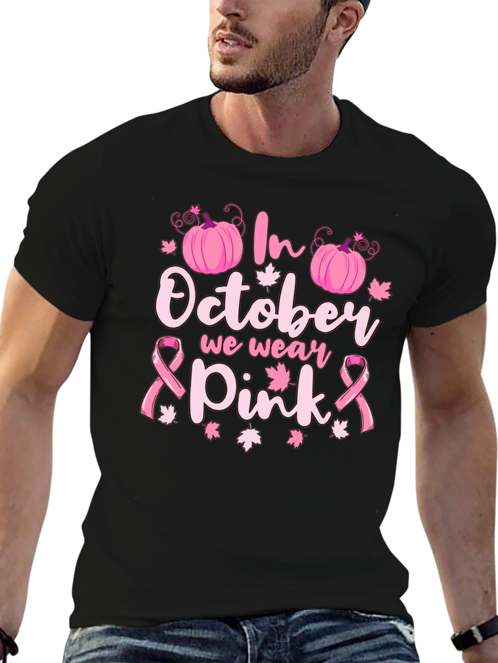 In October We Wear Pink Breast Cancer Awareness T-Shirt