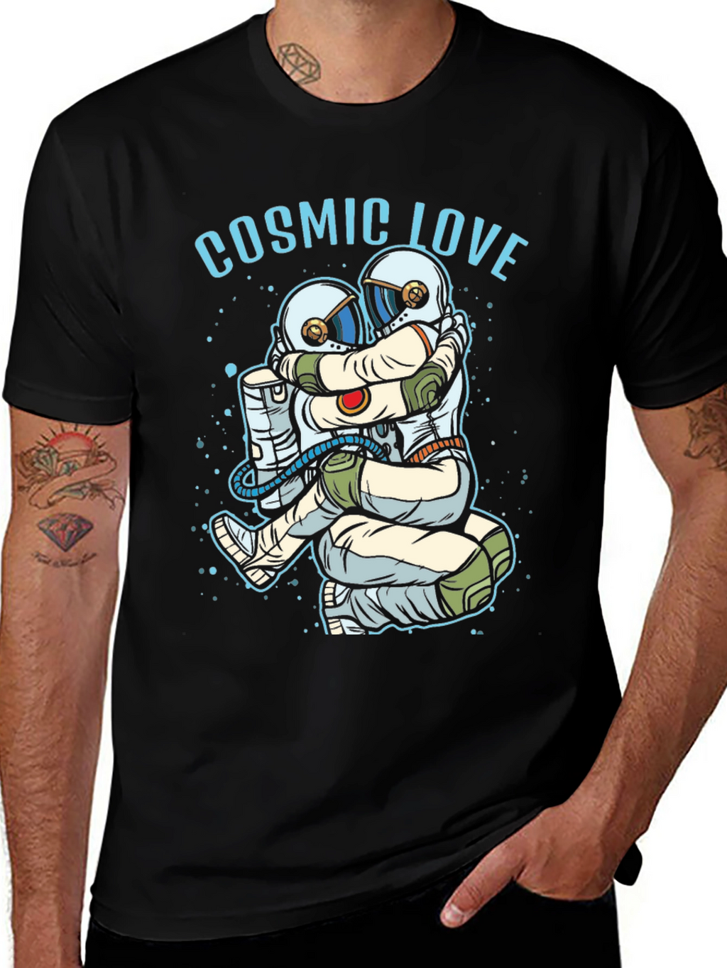 Cosmic Love Astronaut Graphic T-Shirt - Black