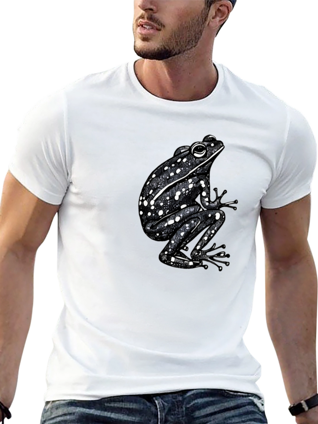 Spotted Frog Graphic Tee - Black Cotton T-Shirt
