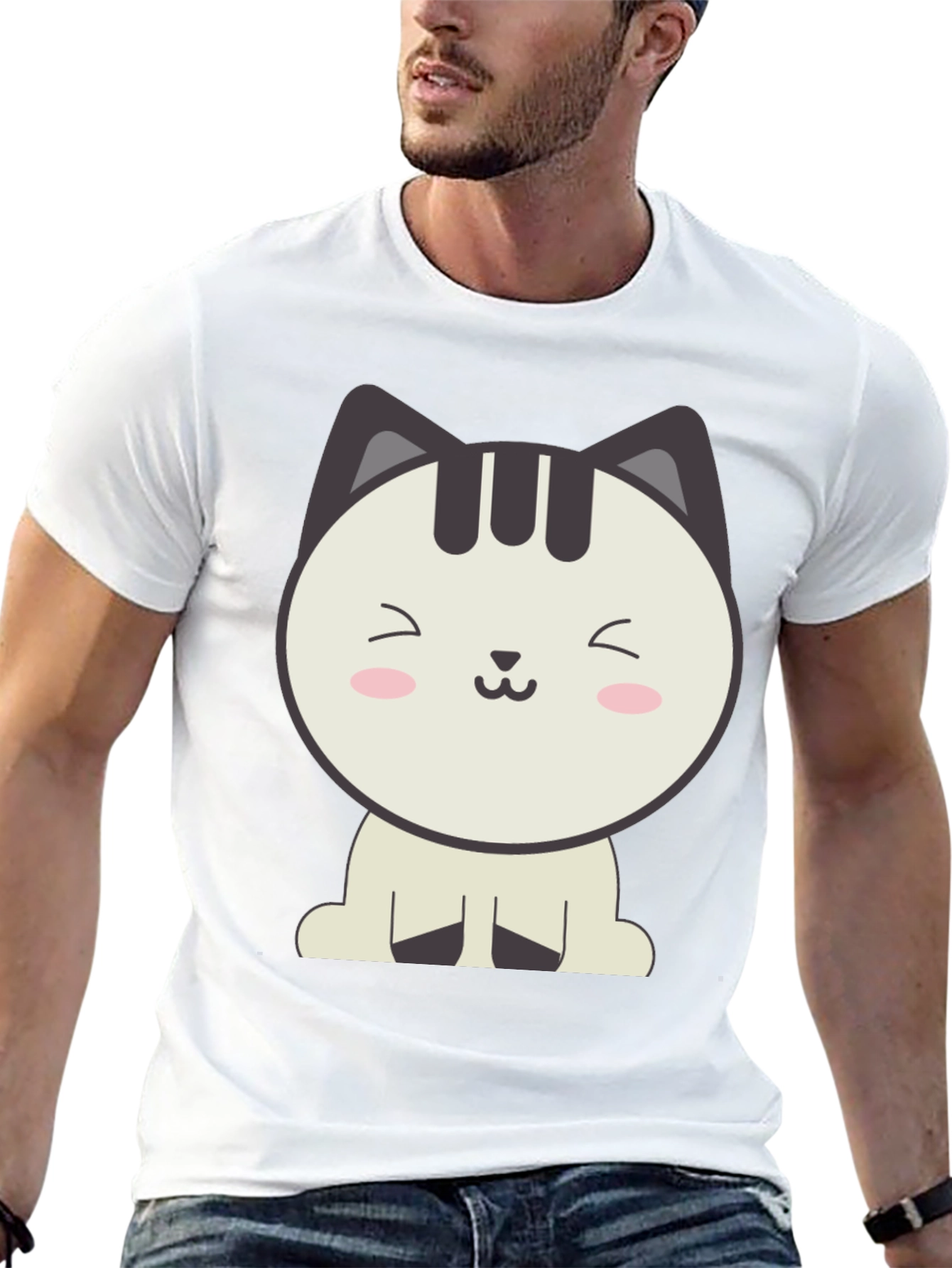 Cute Cartoon Cat Graphic T-Shirt