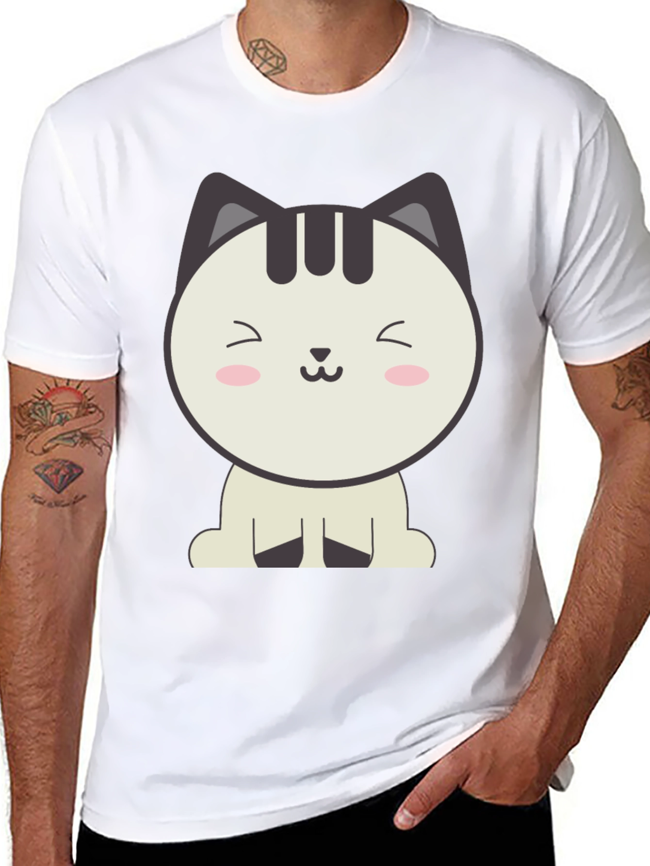 Cute Cartoon Cat Graphic T-Shirt
