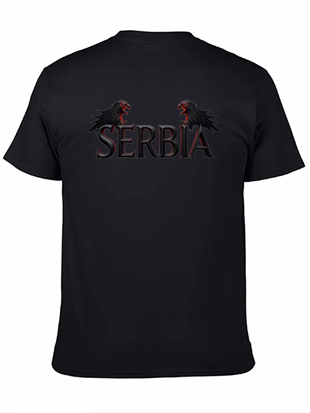 Serbia Eagle Graphic Black T-Shirt