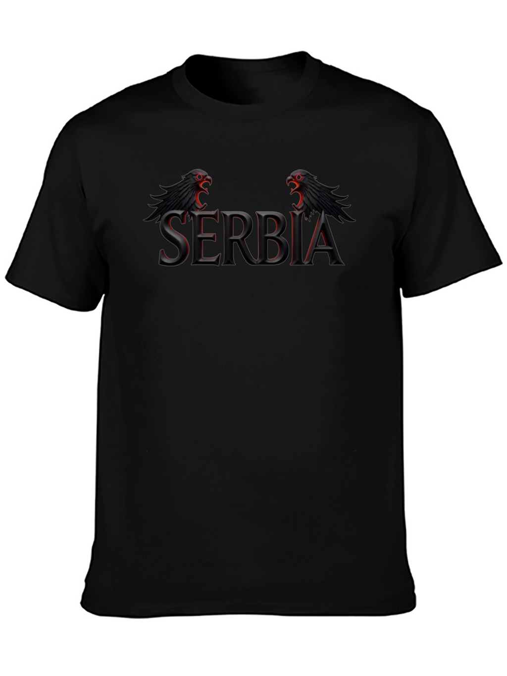 Serbia Eagle Graphic Black T-Shirt