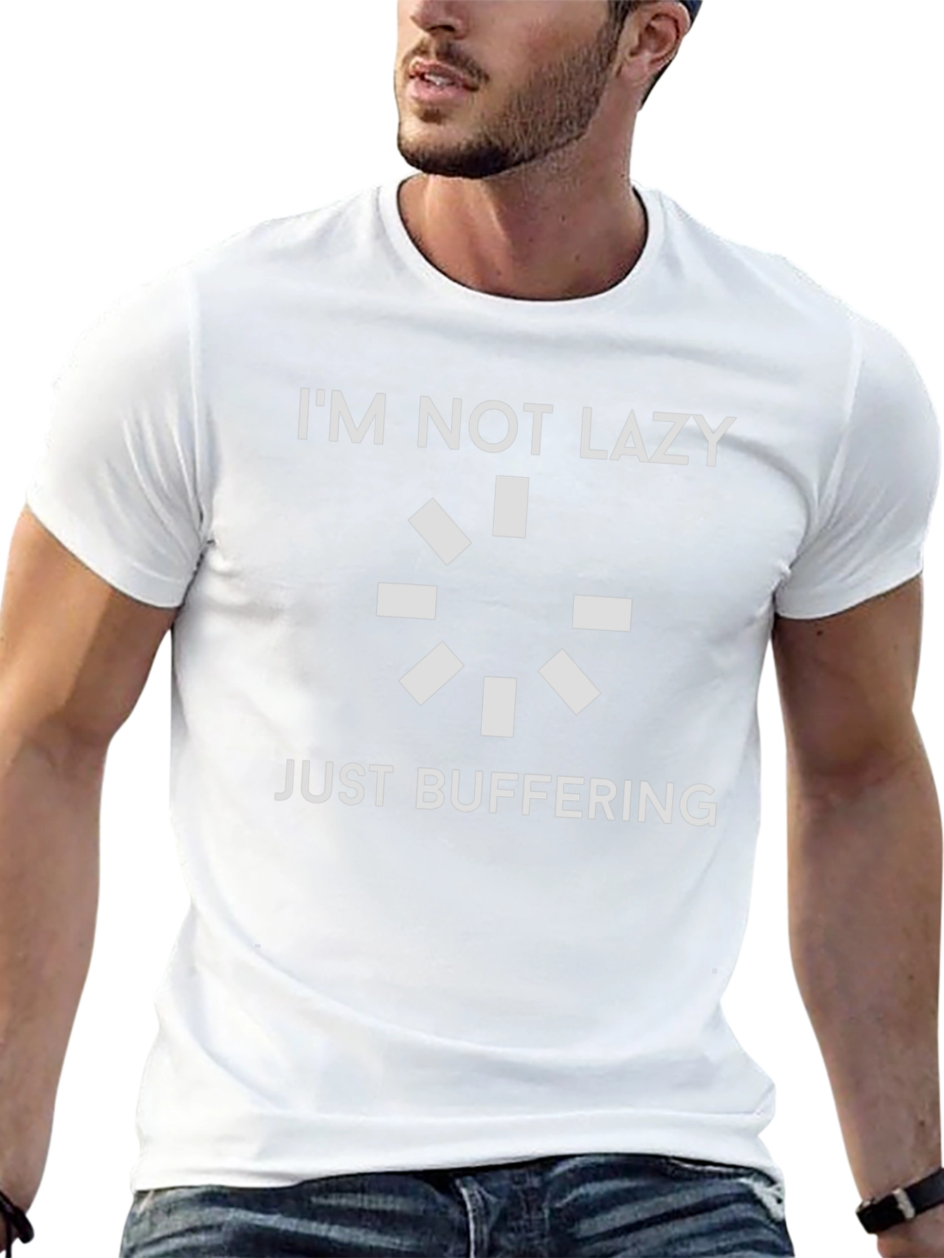 Im Not Lazy Just Buffering Graphic Tee - Black