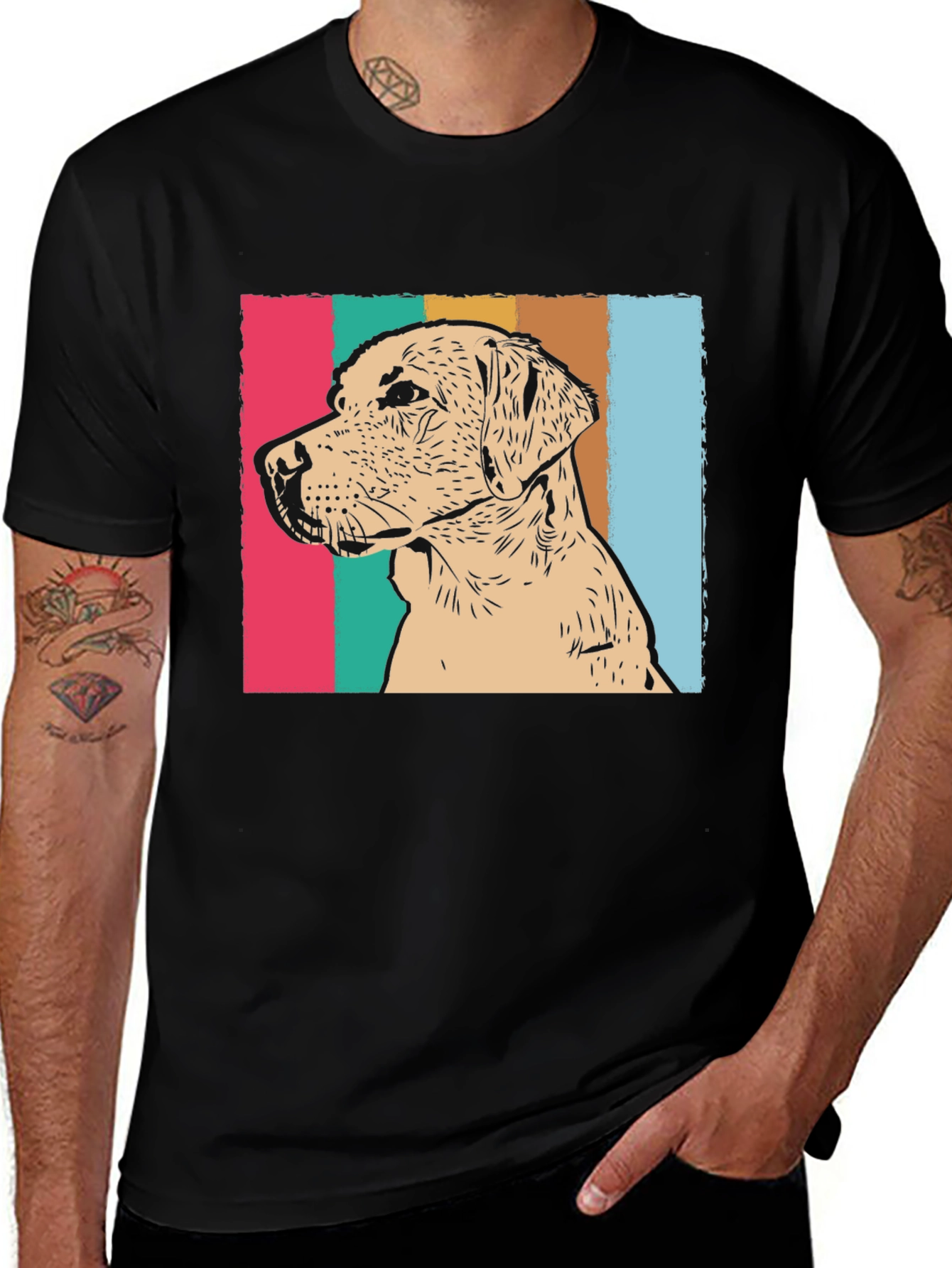 Retro Dog Graphic T-Shirt - Unisex Black Tee