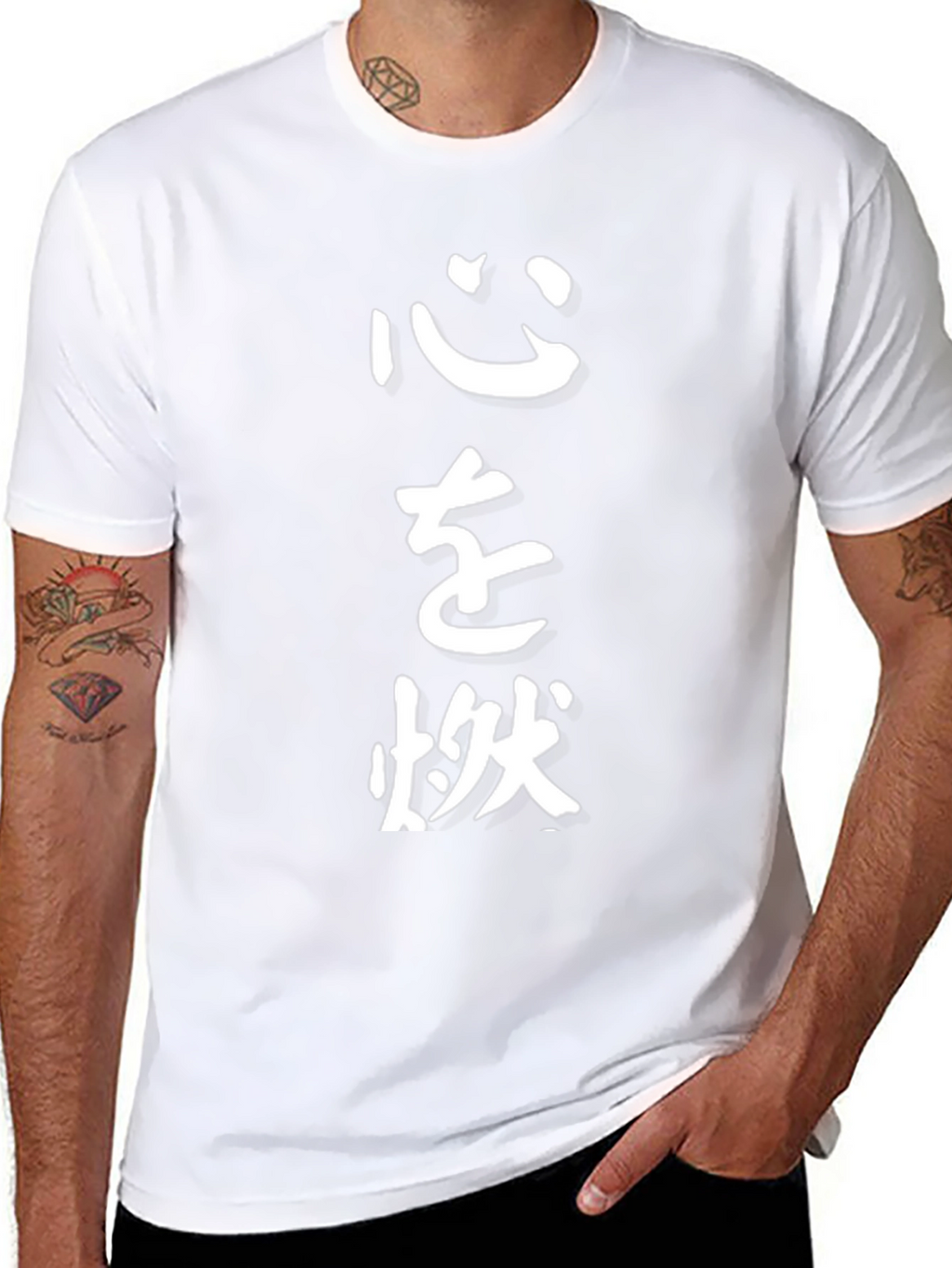 Mens Black T-Shirt with Japanese Calligraphy Print