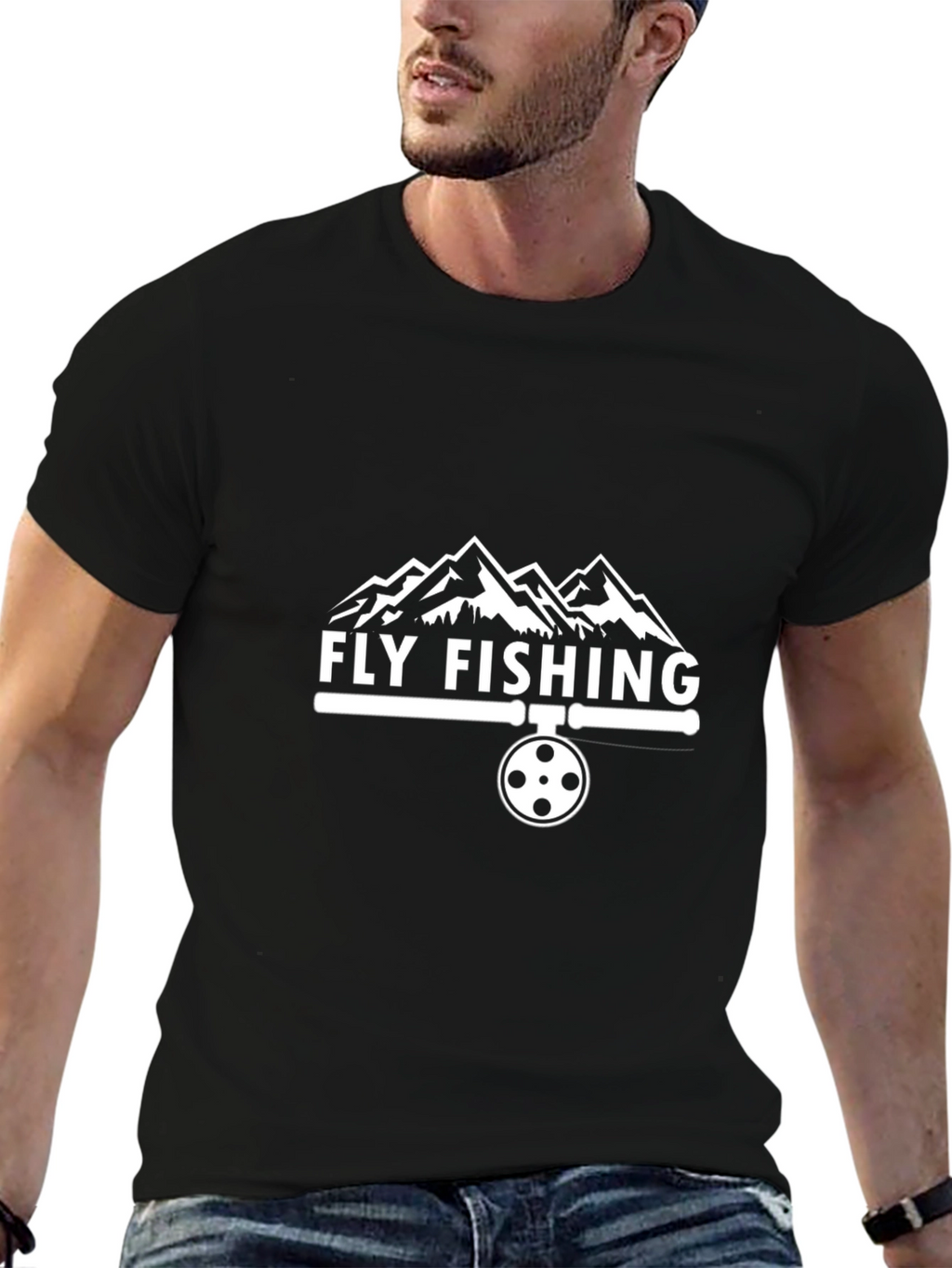 Fly Fishing T-Shirt - Mountain Design